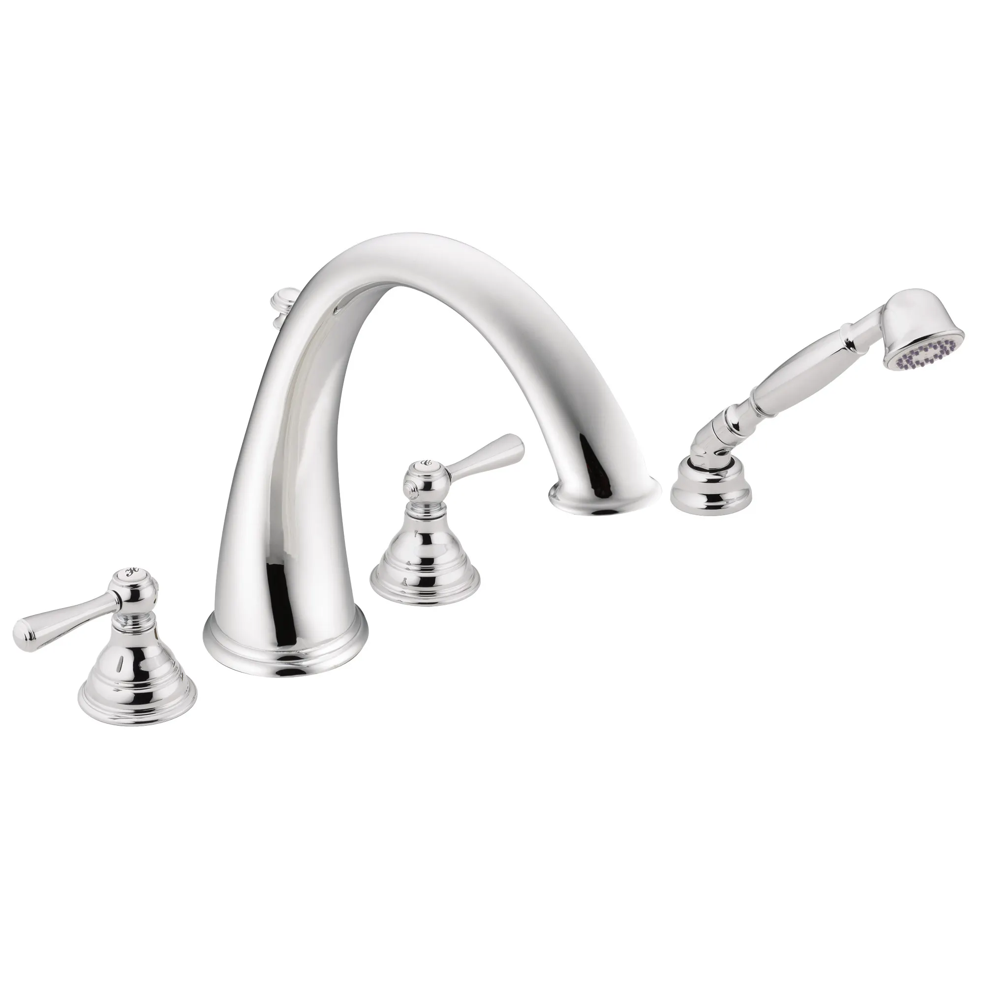 Kingsley Chrome Two-Handle High Arc Roman Tub Faucet including Handheld Shower - Image 2