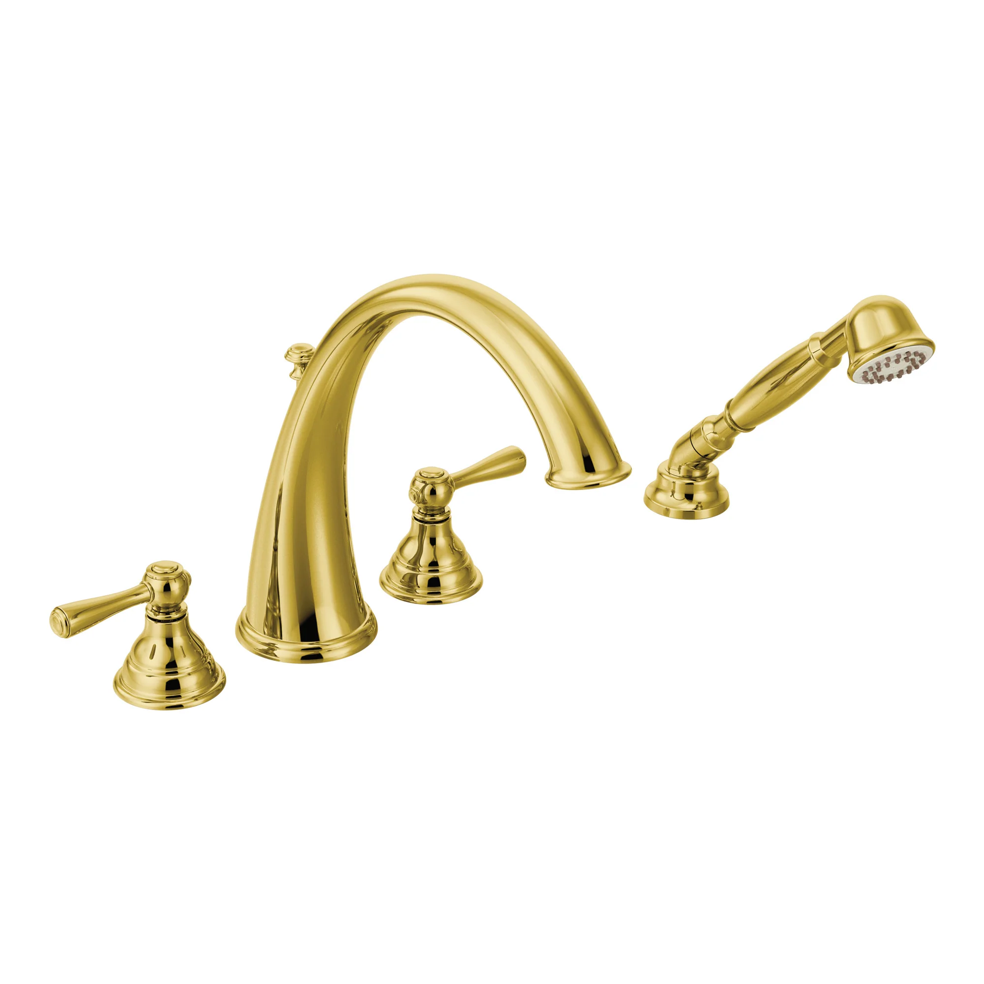 Kingsley Chrome Two-Handle High Arc Roman Tub Faucet including Handheld Shower - Image 3