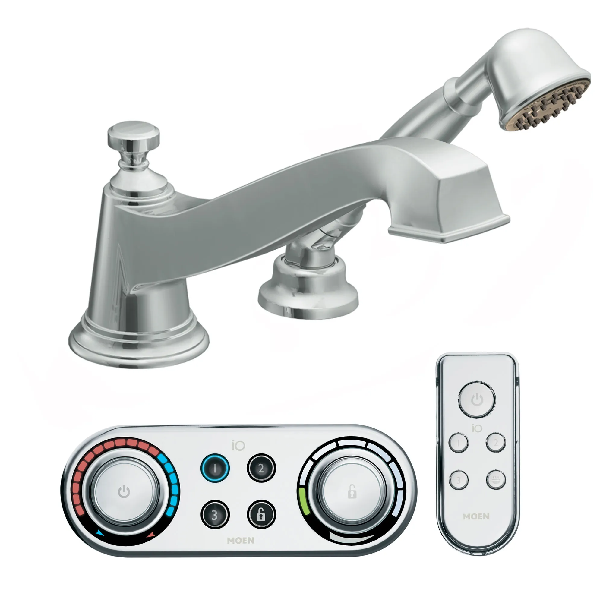 Rothbury Chrome low arc roman tub faucet includes hand shower IoDIGITAL(R) technology - Image 2