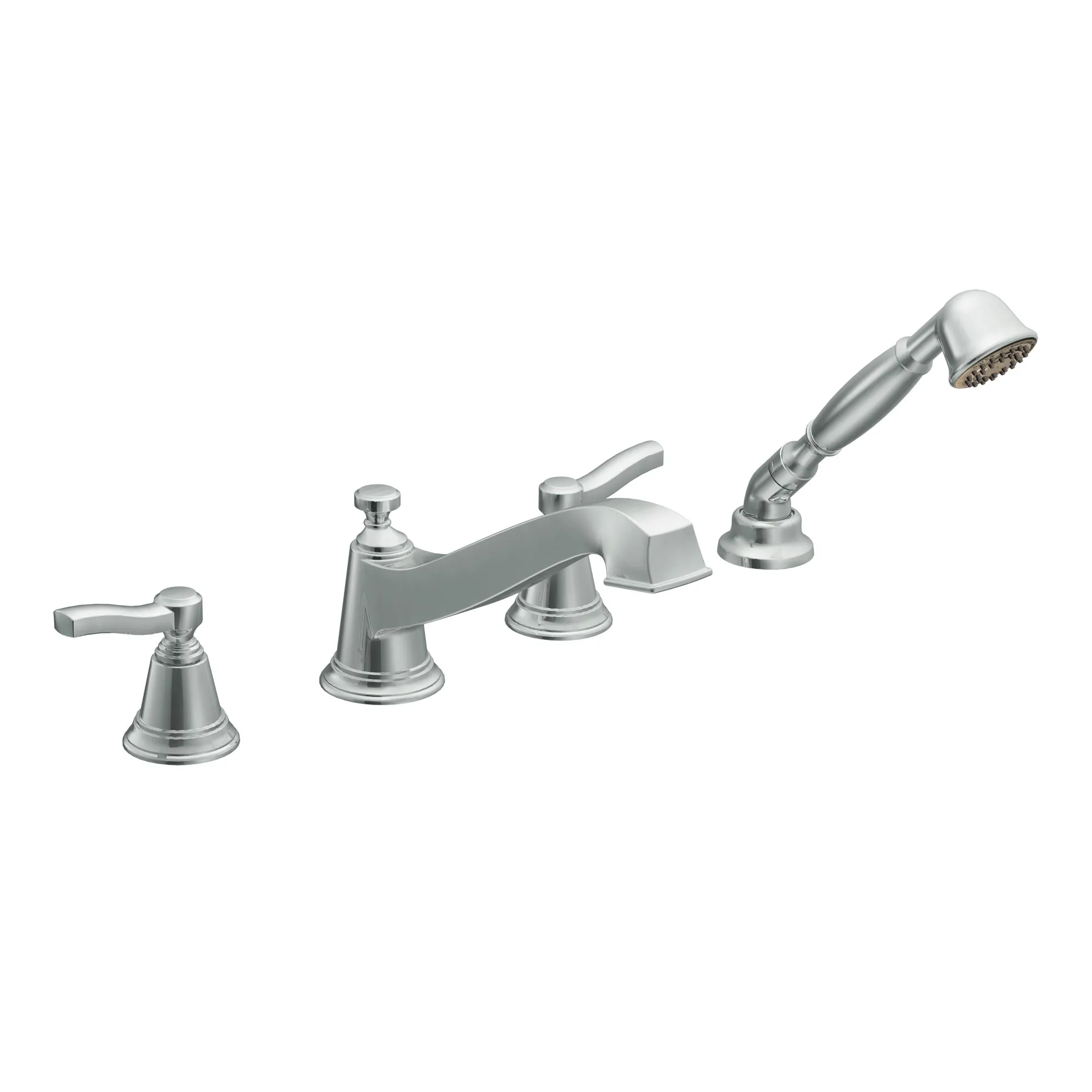 Rothbury Chrome two-handle low arc roman tub faucet includes hand shower - Image 2