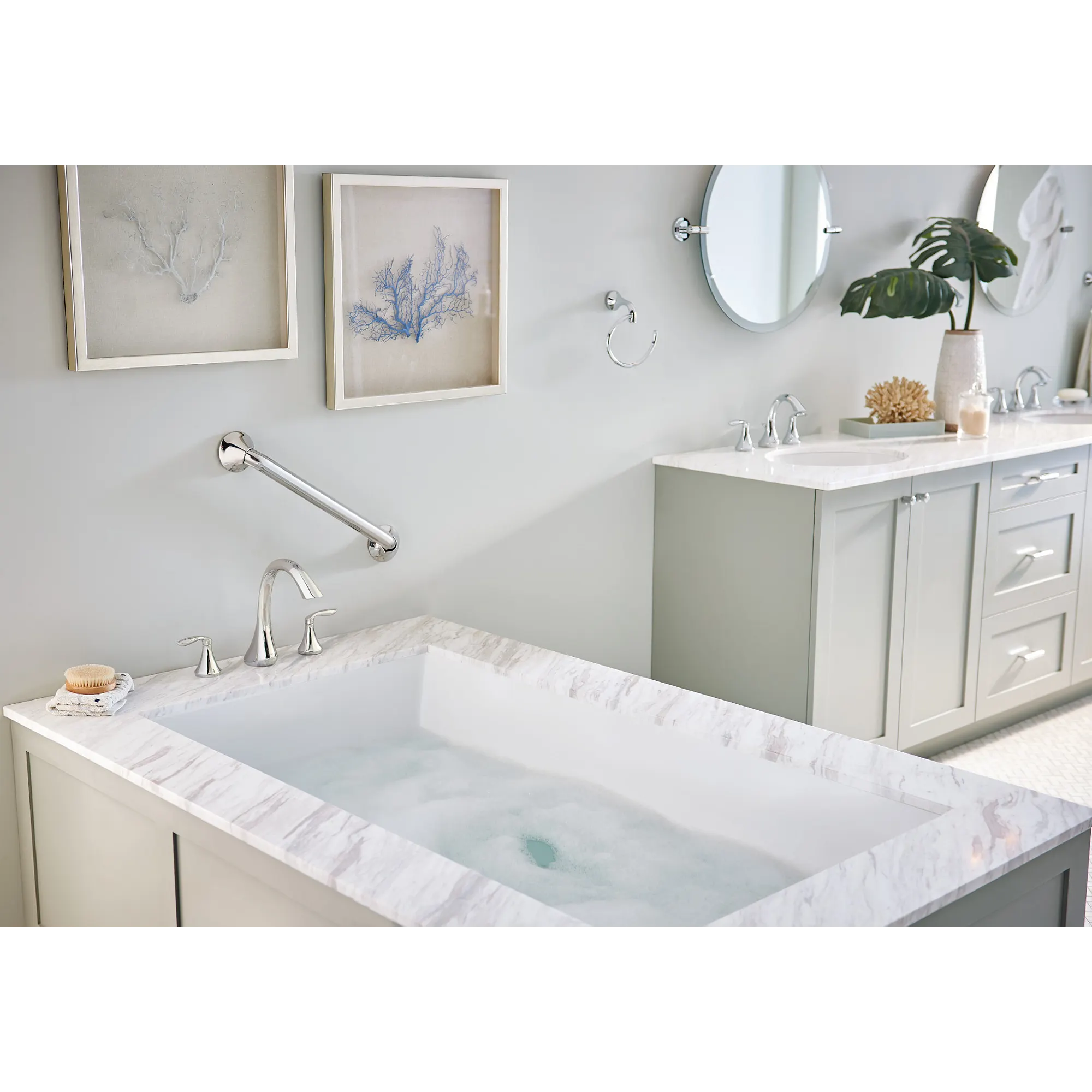 Eva Chrome Two-Handle High Arc Roman Tub Faucet - Image 3