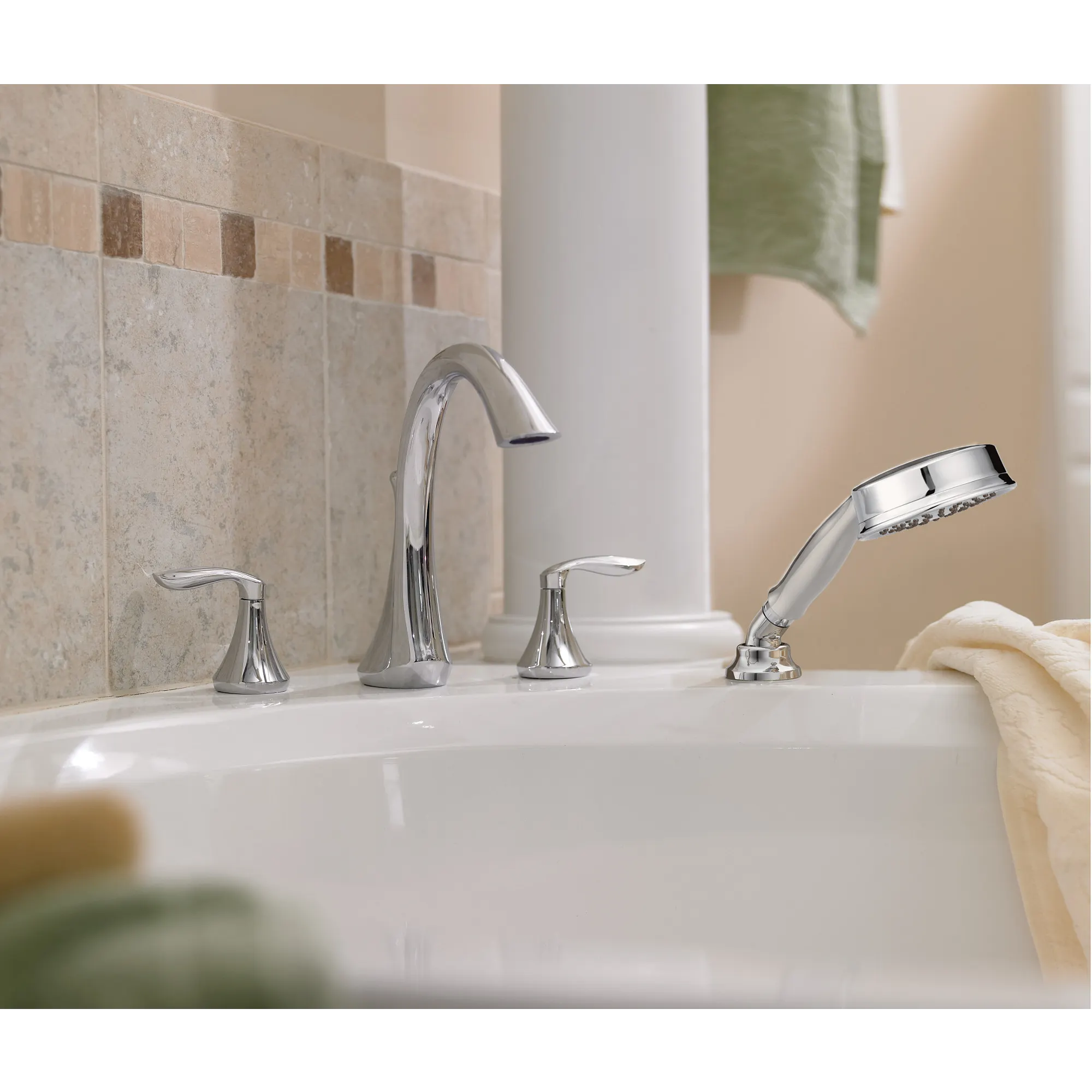 Eva Chrome Two-Handle High Arc Roman Tub Faucet - Image 9