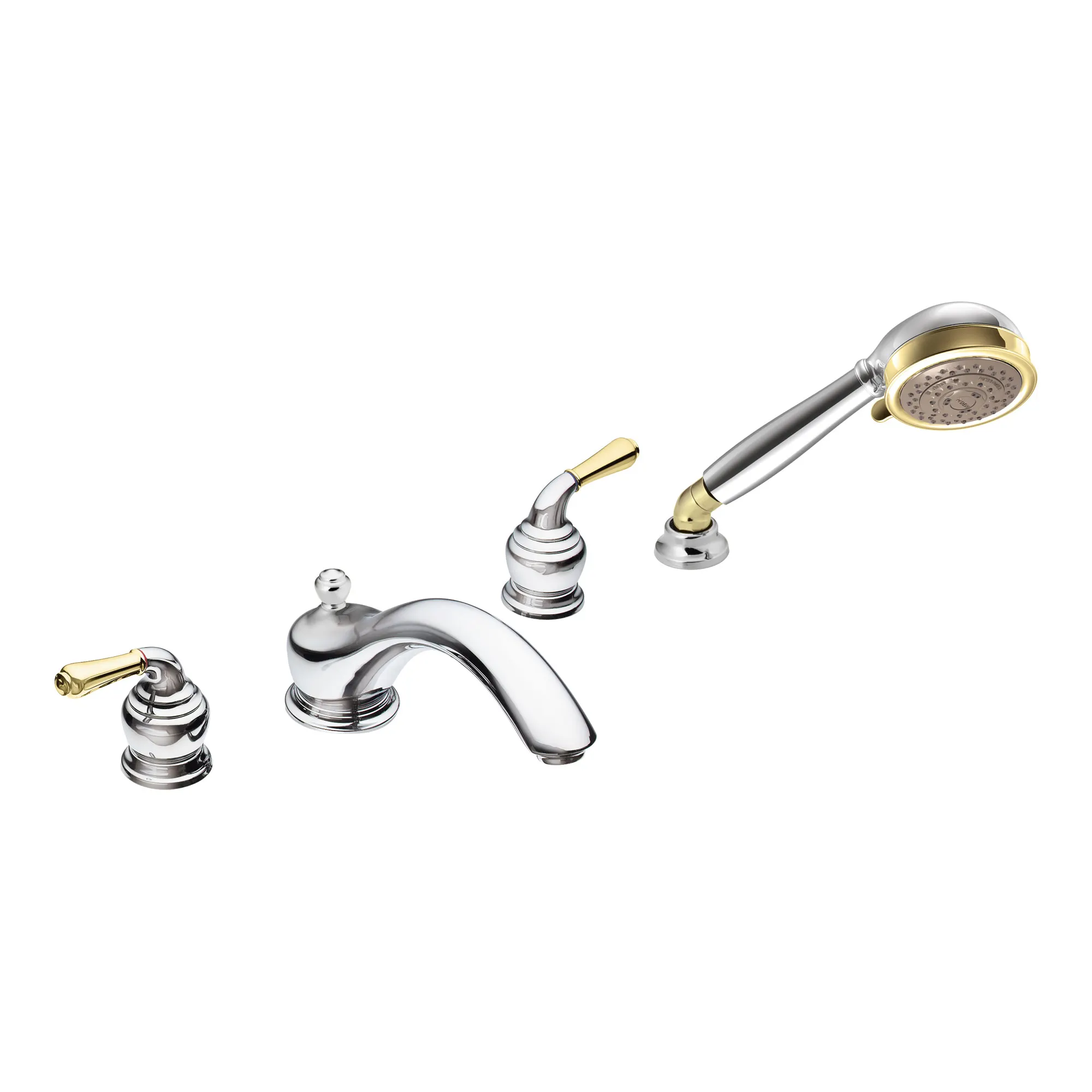Monticello Chrome two-handle low arc roman tub faucet includes hand shower - Image 10