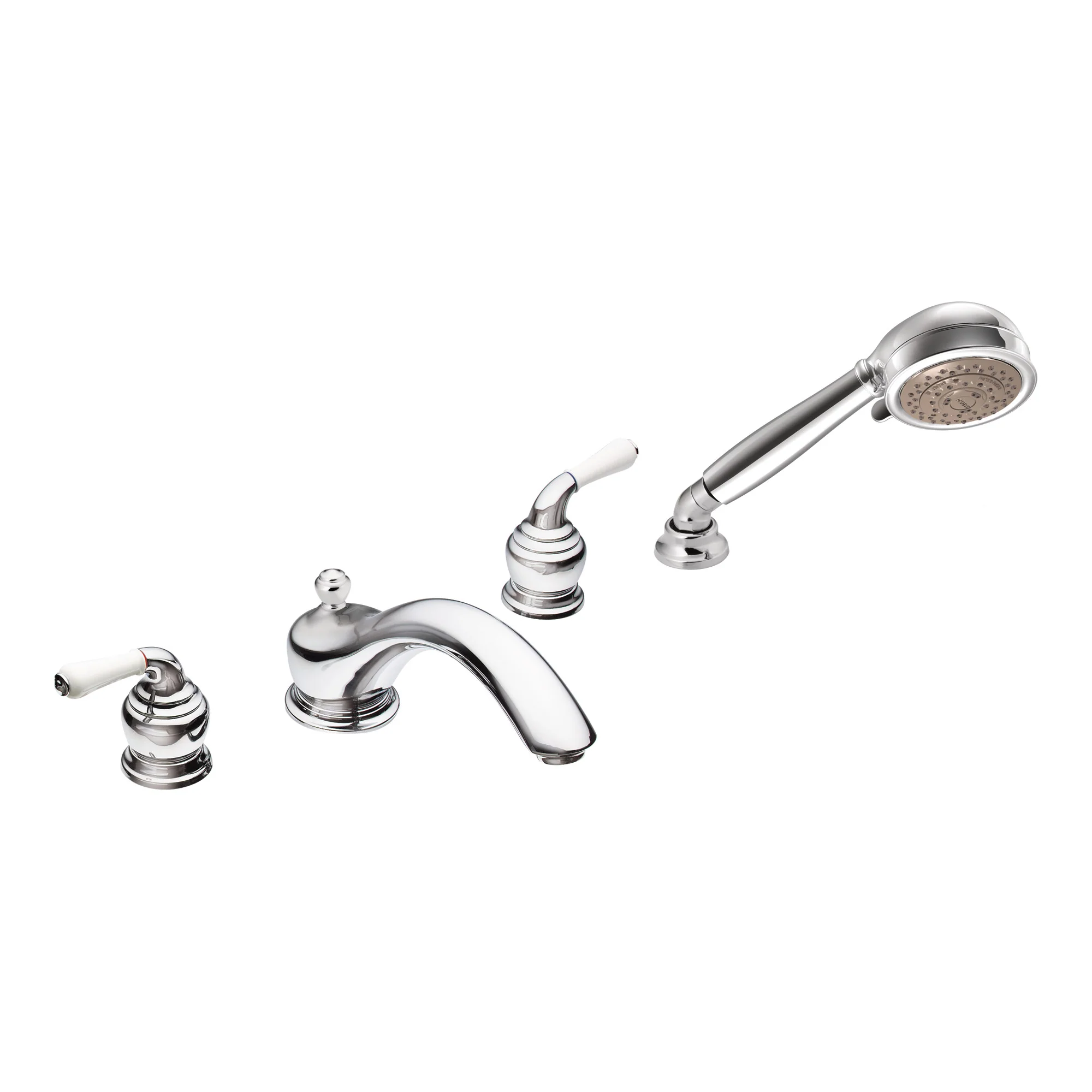 Monticello Chrome two-handle low arc roman tub faucet includes hand shower - Image 13