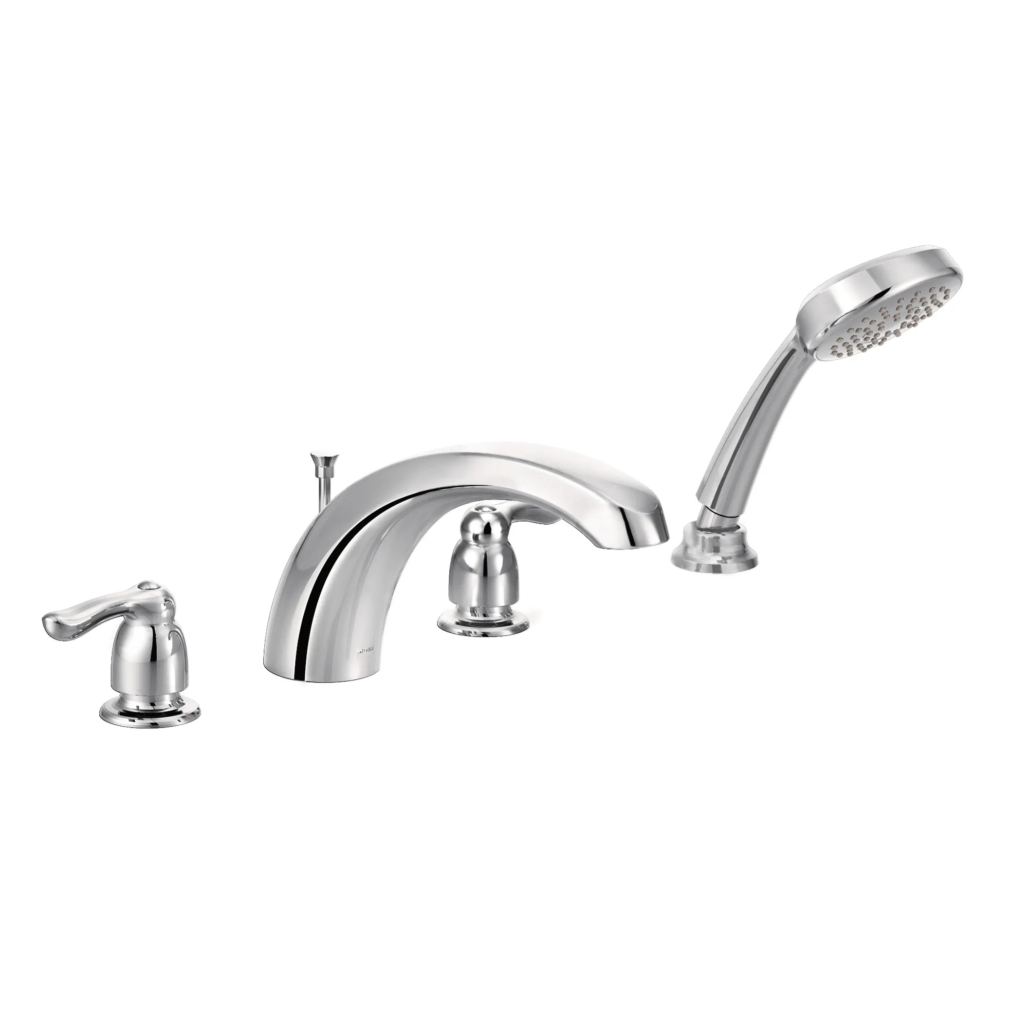 Chateau Chrome Two-Handle Low Arc Roman Tub Faucet including Handheld Shower - Image 2