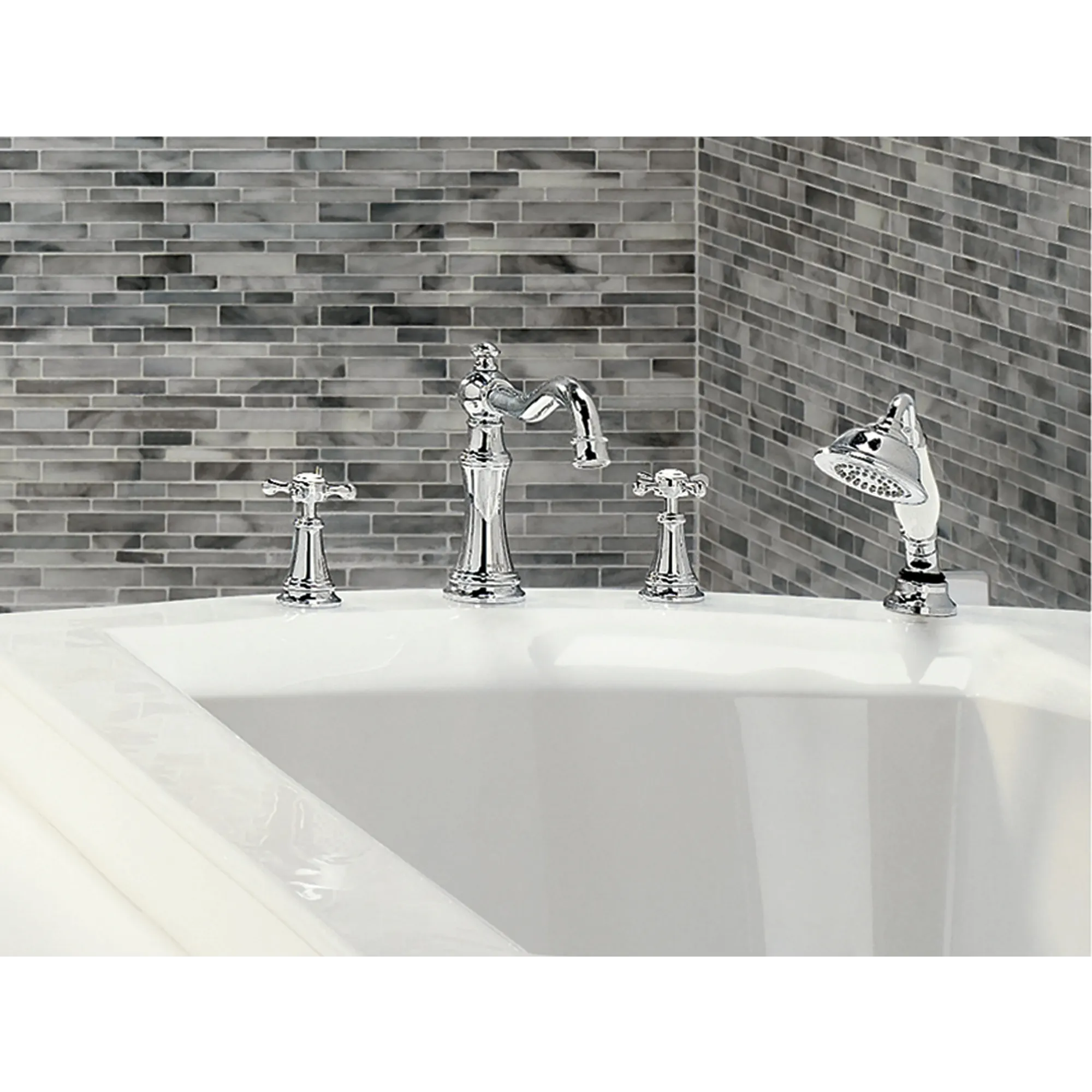 Weymouth Chrome Two-Handle Diverter Roman Tub Faucet including Handheld Shower - Image 10