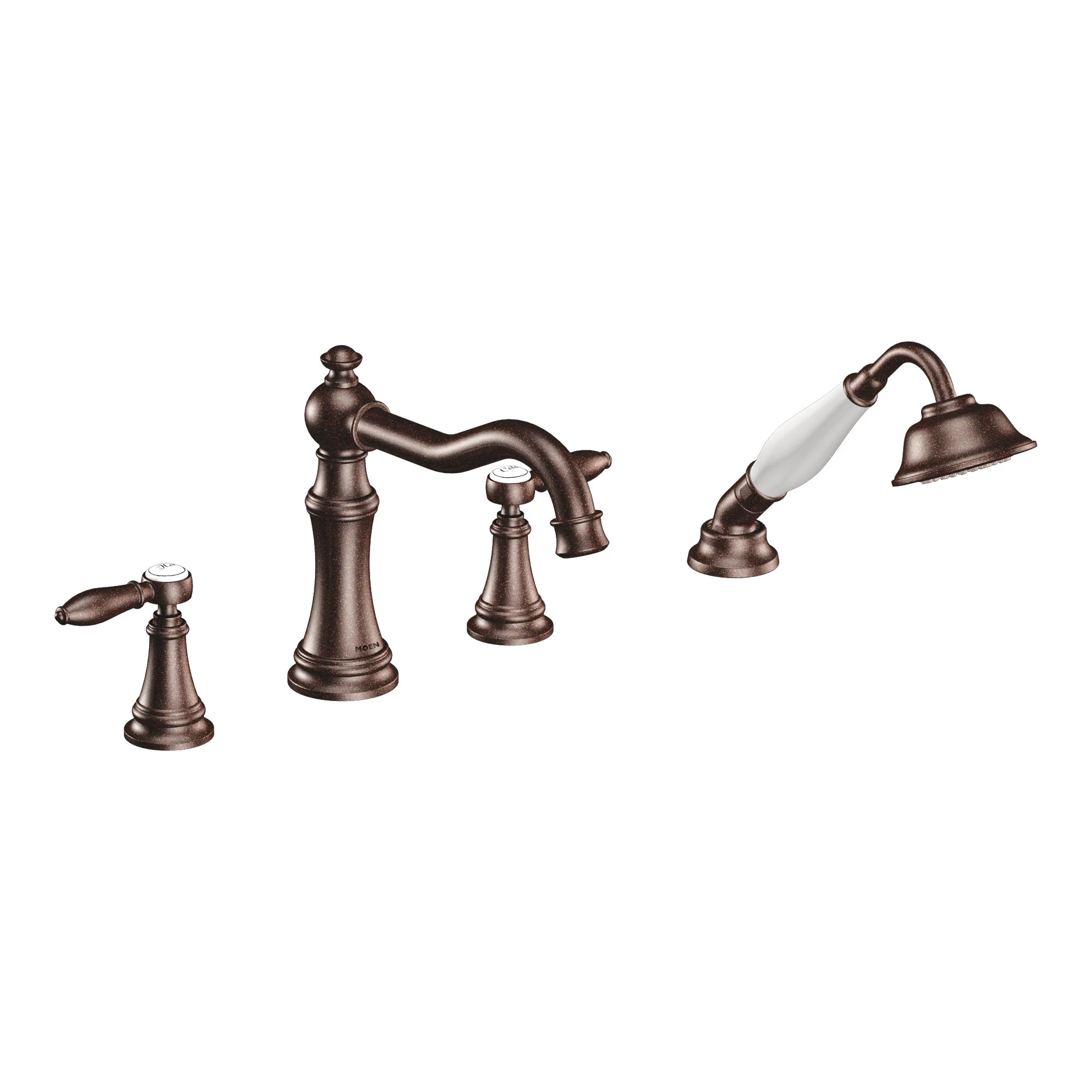 Weymouth Chrome Two-Handle Diverter Roman Tub Faucet including Handheld Shower - Image 6