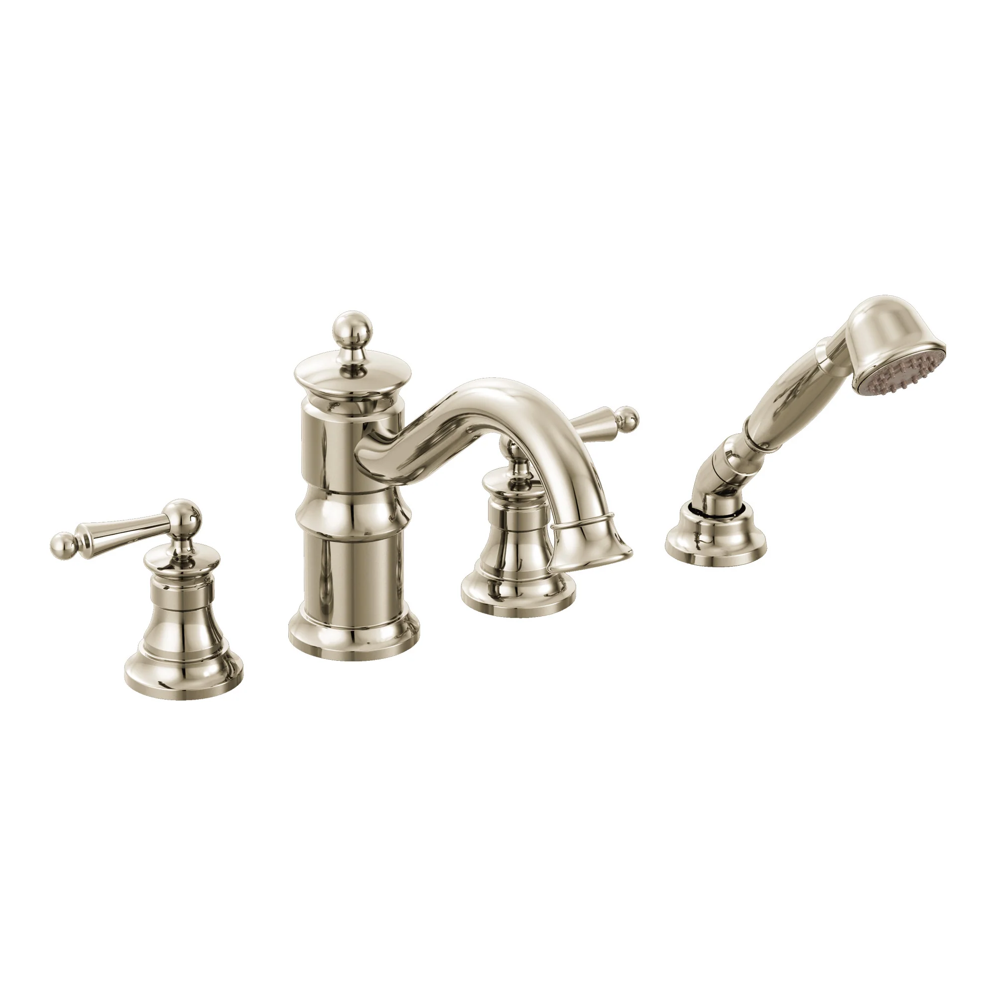 Waterhill Chrome two-handle high arc roman tub faucet includes hand shower - Image 4