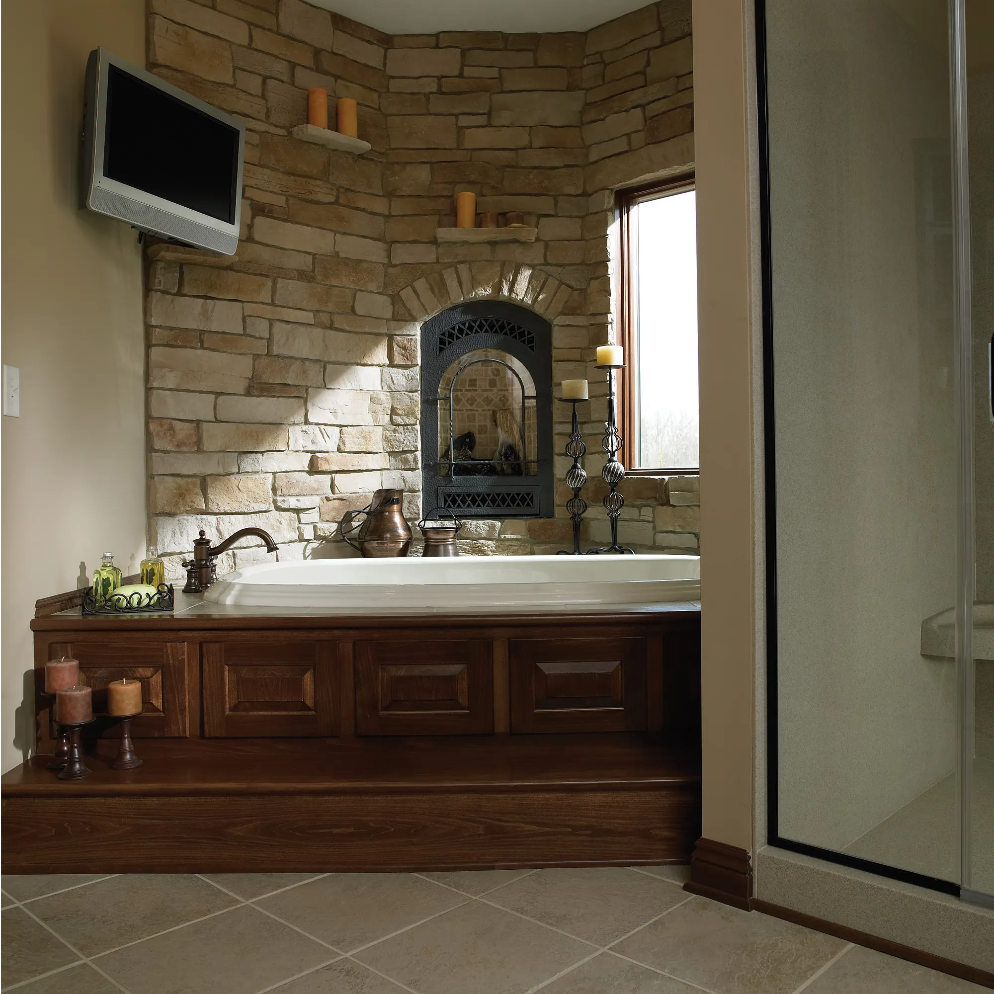 Waterhill Chrome two-handle high arc roman tub faucet includes hand shower - Image 5