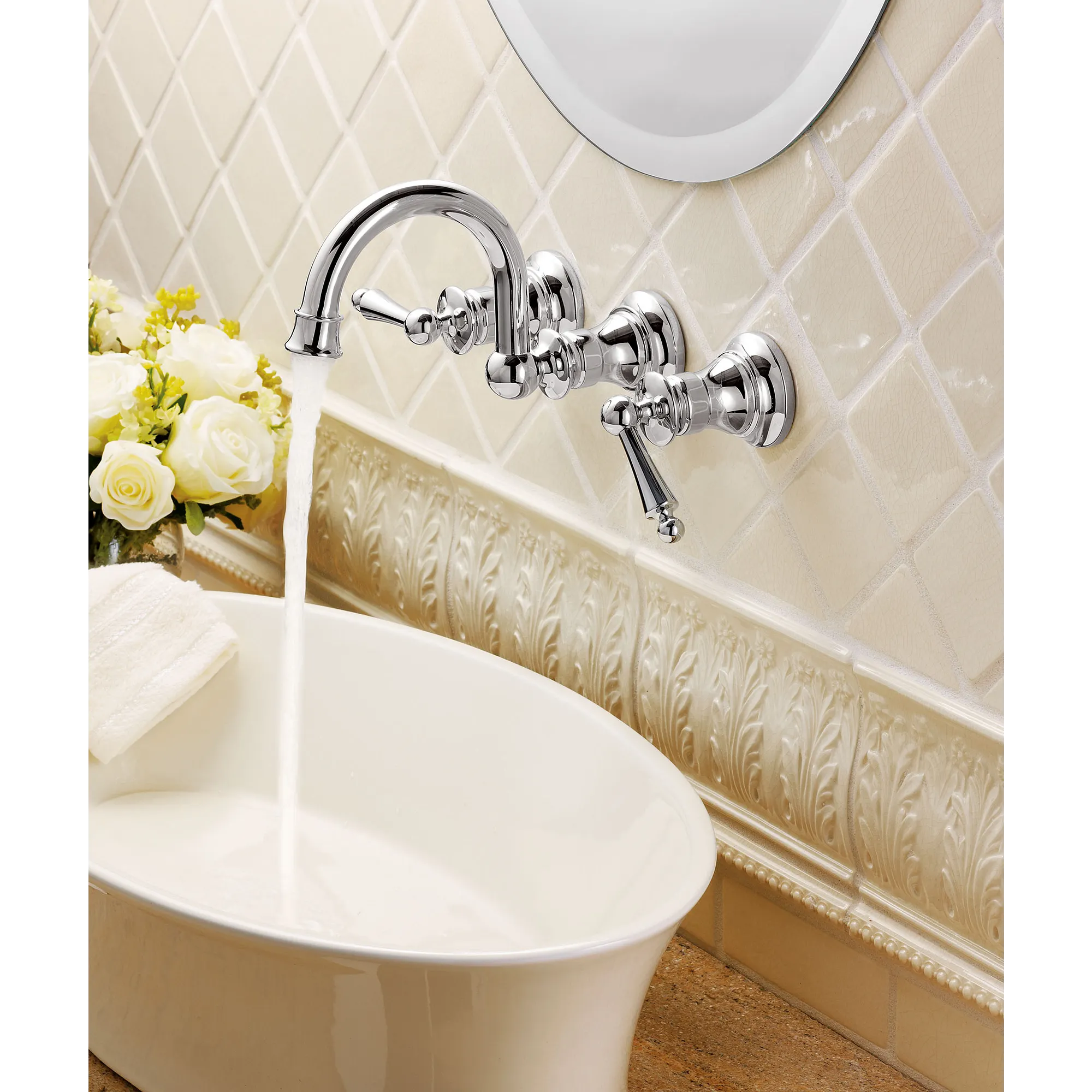 Waterhill Chrome two-handle wall mount bathroom faucet - Image 4