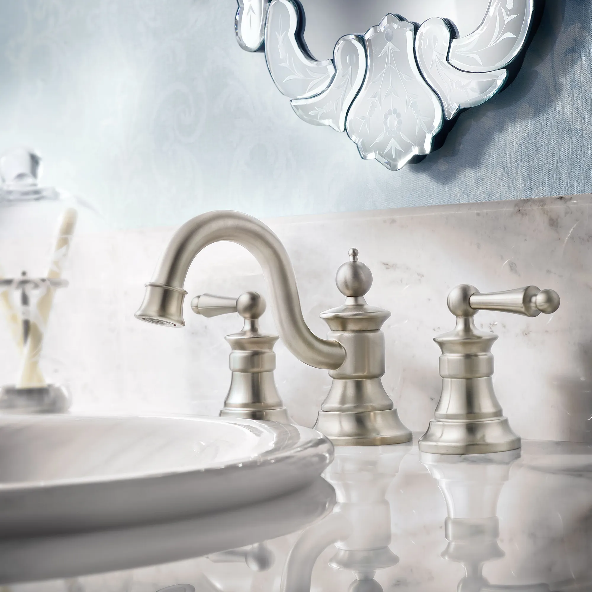 Waterhill Chrome Two-Handle High Arc Bathroom Faucet - Image 8
