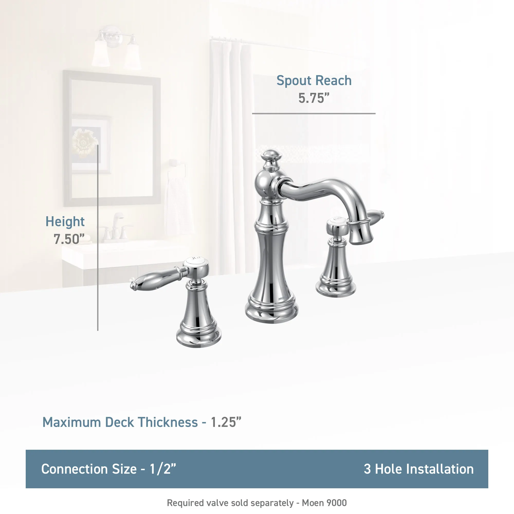 Weymouth Chrome Two-Handle High Arc Bathroom Faucet - Image 24