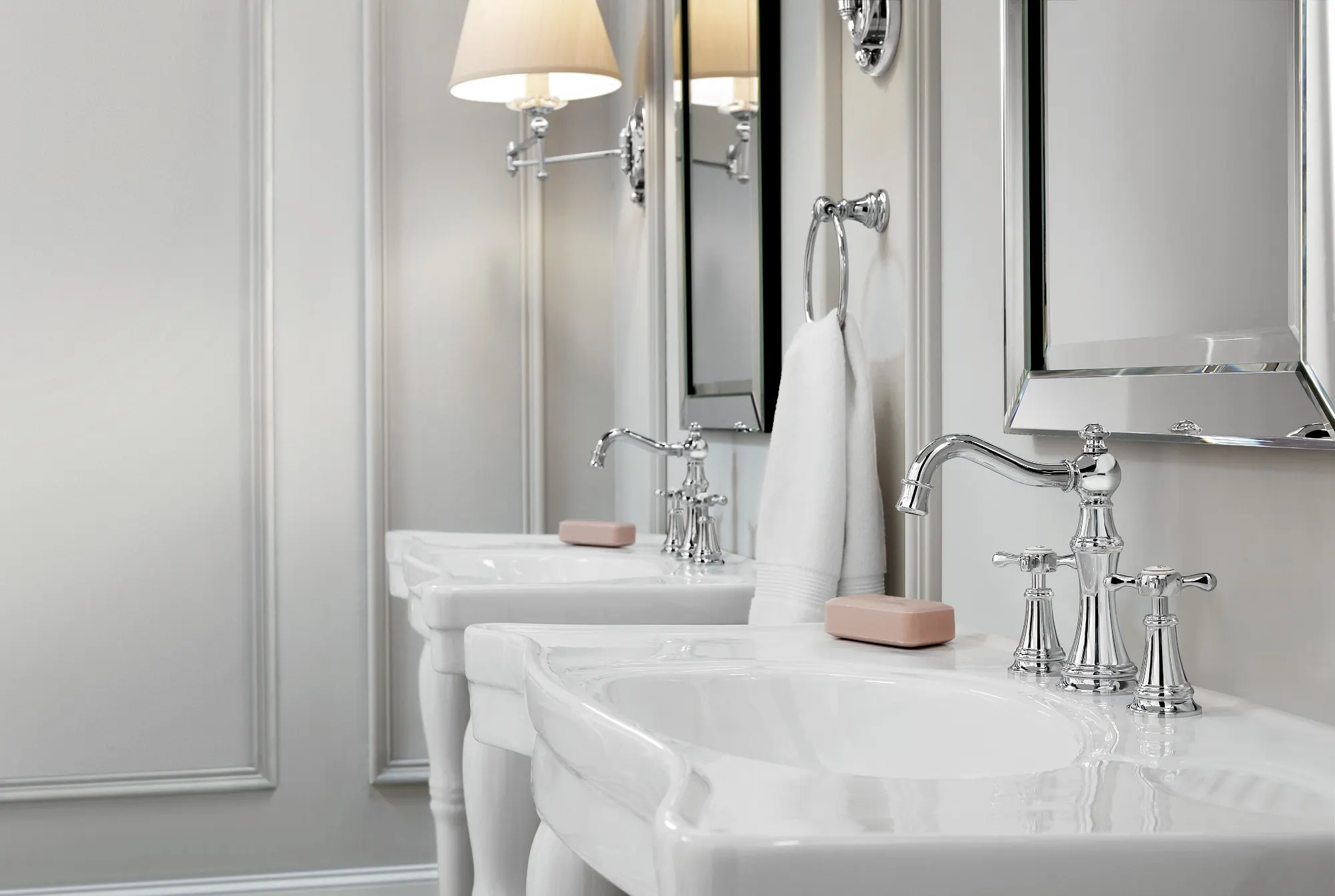 Weymouth Chrome Two-Handle High Arc Bathroom Faucet - Image 26
