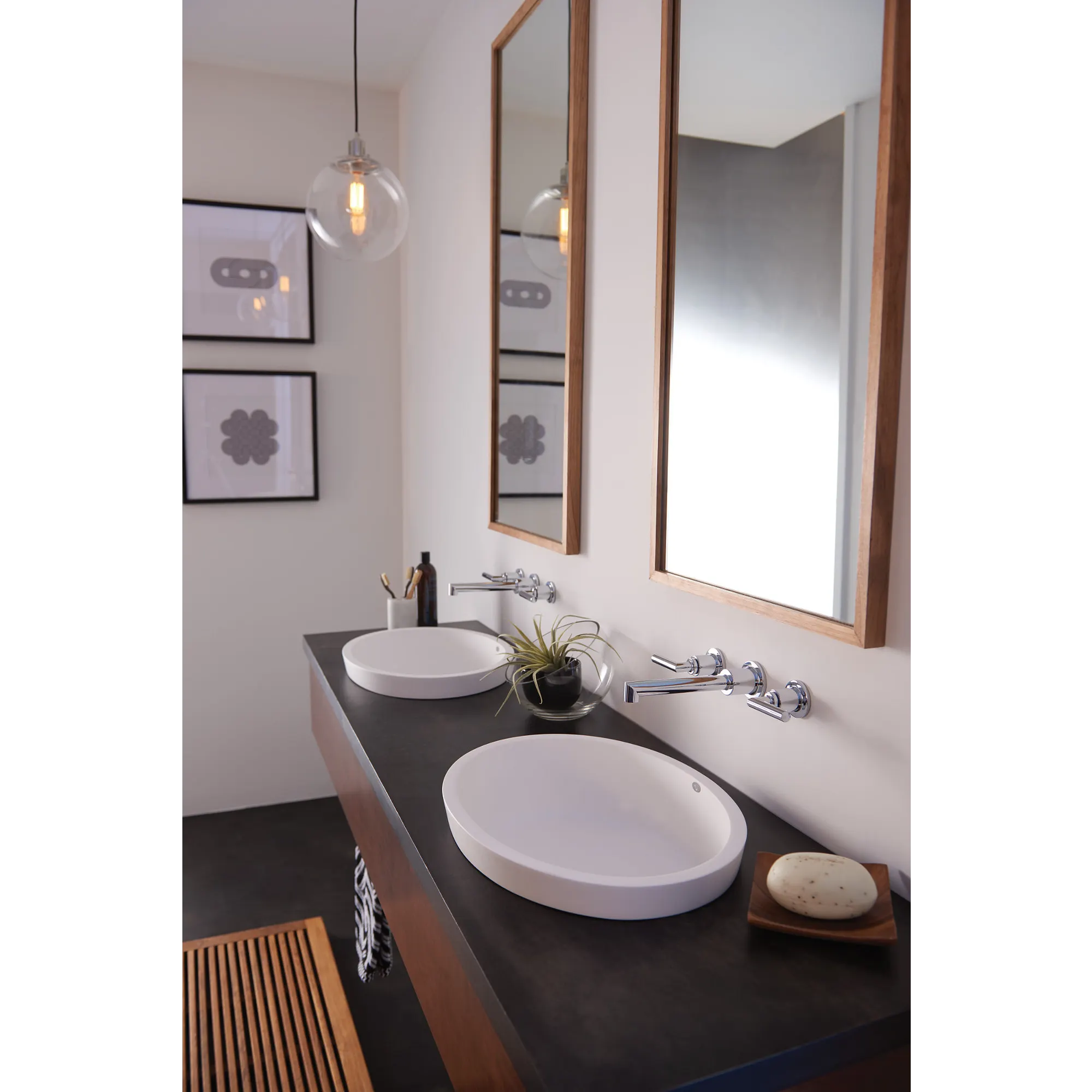 Arris Chrome Two-Handle Wall Mount Bathroom Faucet - Image 2