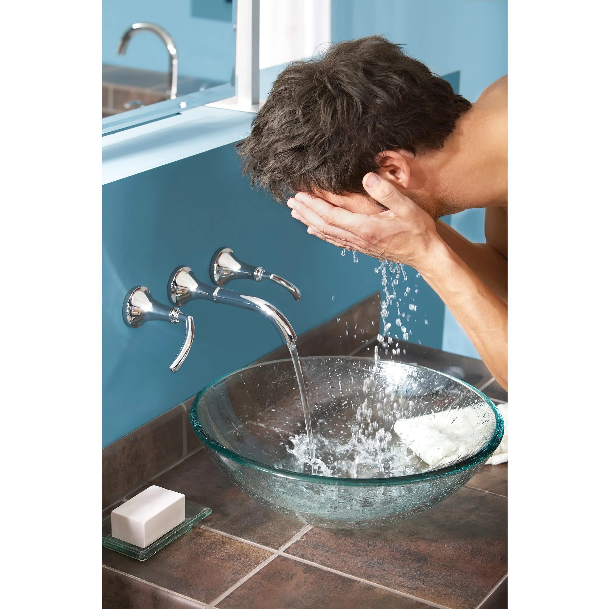 Icon Chrome two-handle low arc wall mount bathroom faucet - Image 10
