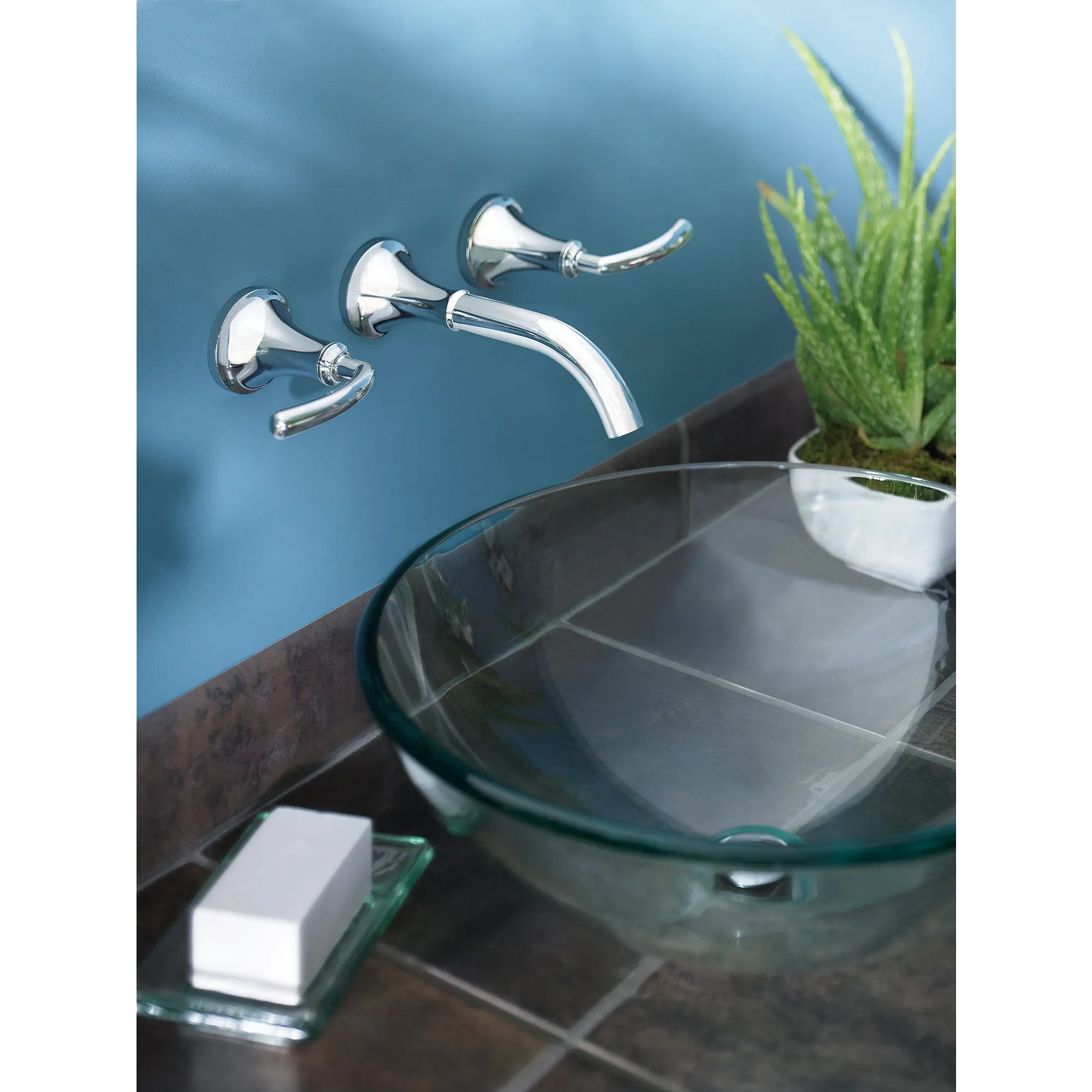 Icon Chrome two-handle low arc wall mount bathroom faucet - Image 6