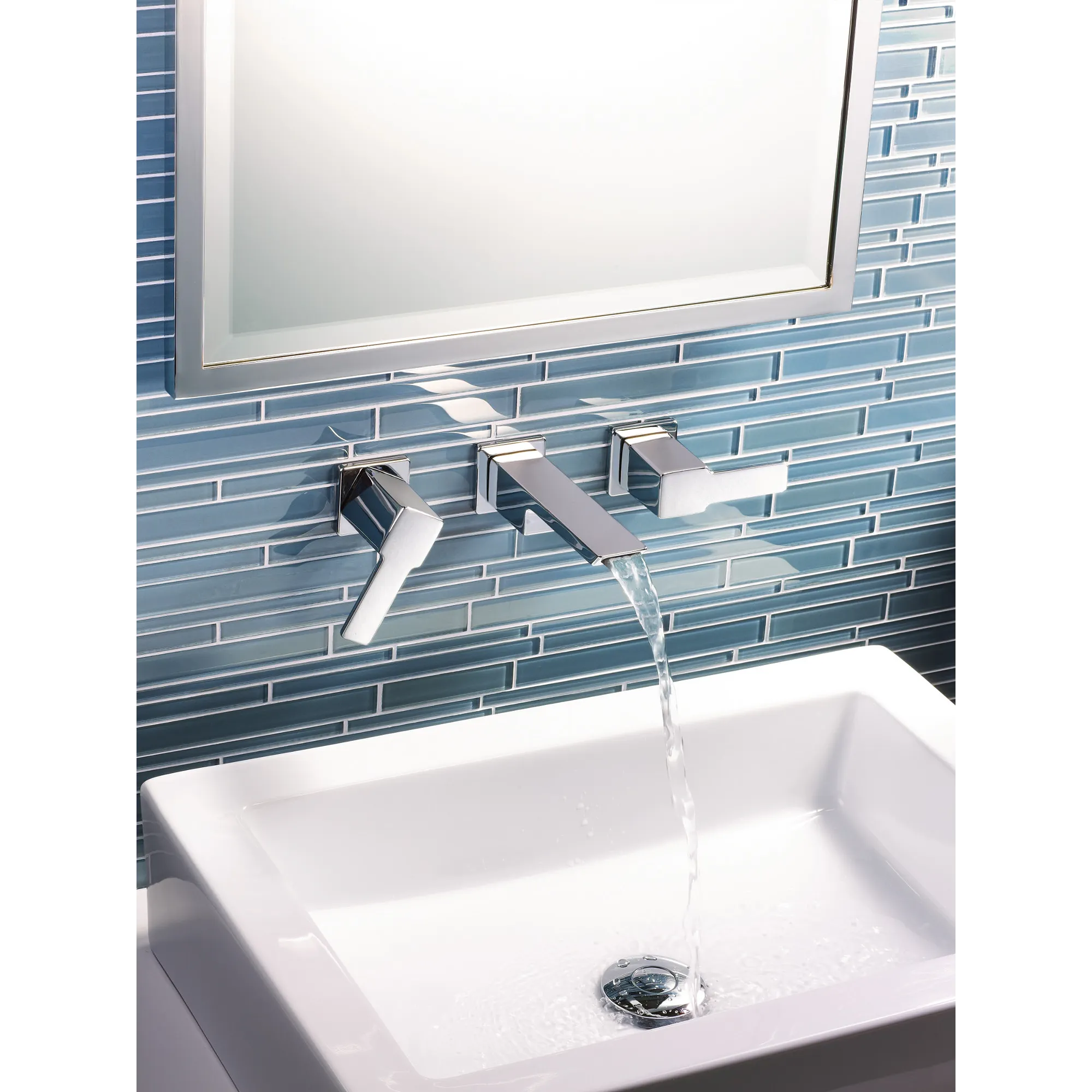 90 Degree Chrome Two-Handle Wall Mount Bathroom Faucet - Image 4