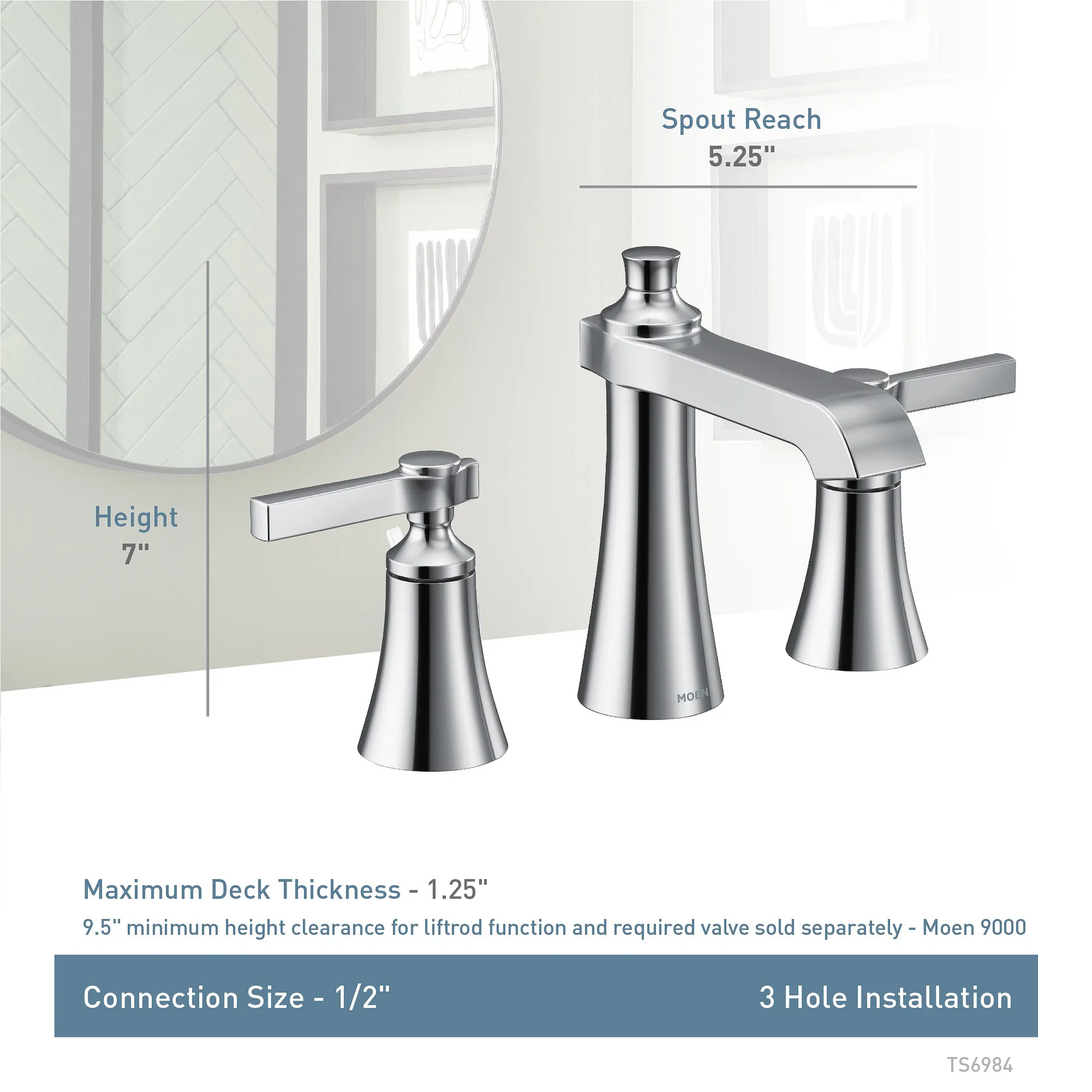 Flara Chrome Two-Handle High Arc Bathroom Faucet - Image 3