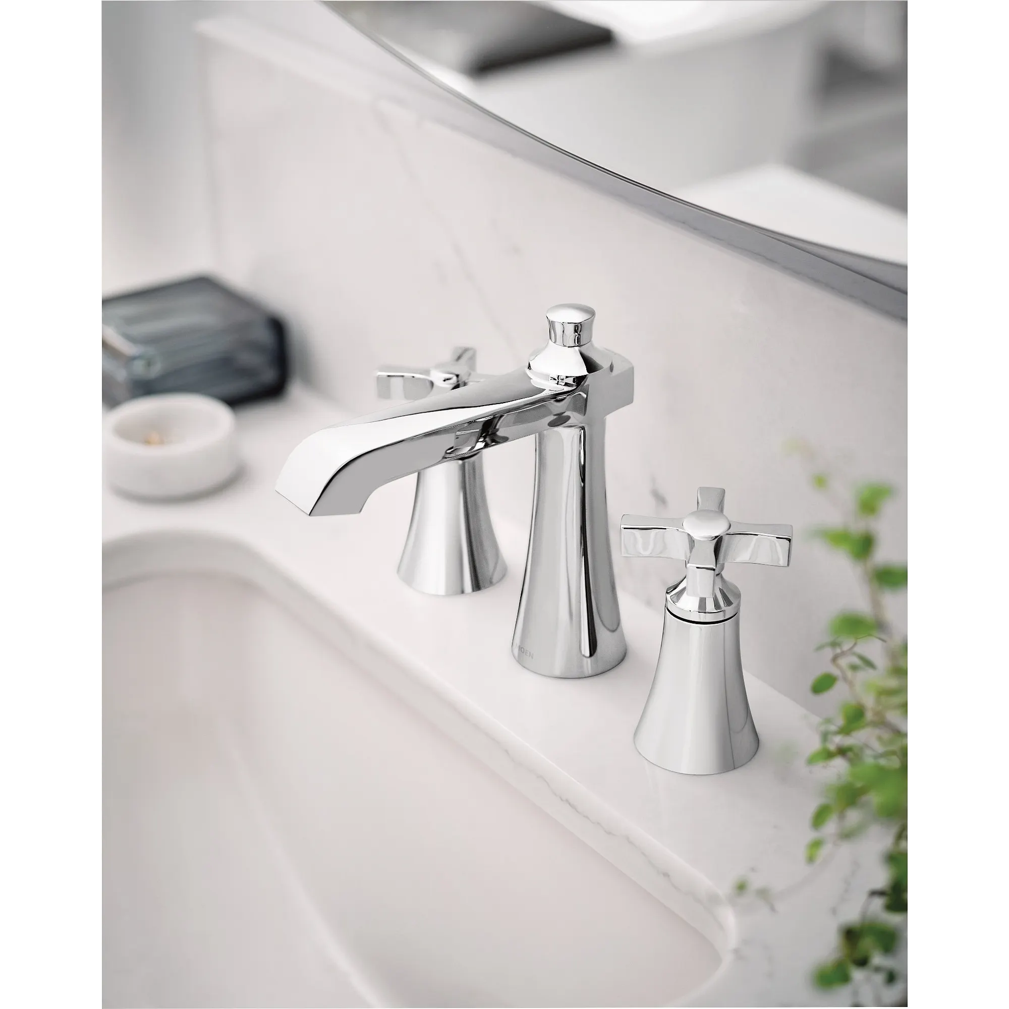 Flara Chrome Two-Handle High Arc Bathroom Faucet - Image 3