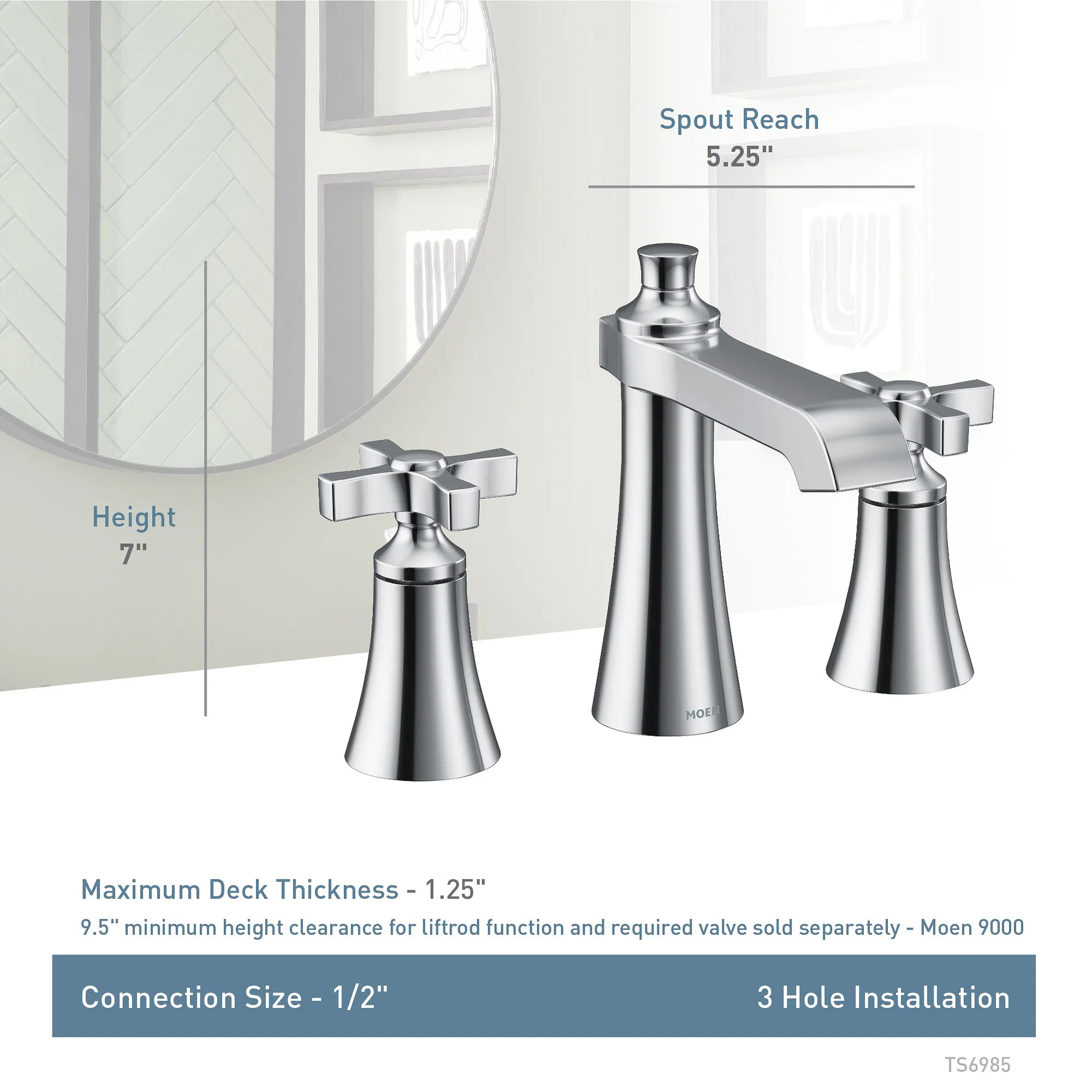 Flara Chrome Two-Handle High Arc Bathroom Faucet - Image 8
