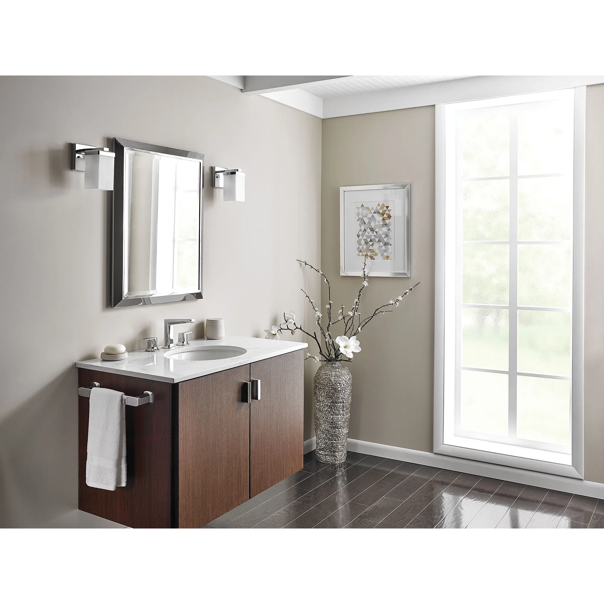 Via Chrome Two-Handle Low Arc Bathroom Faucet - Image 4