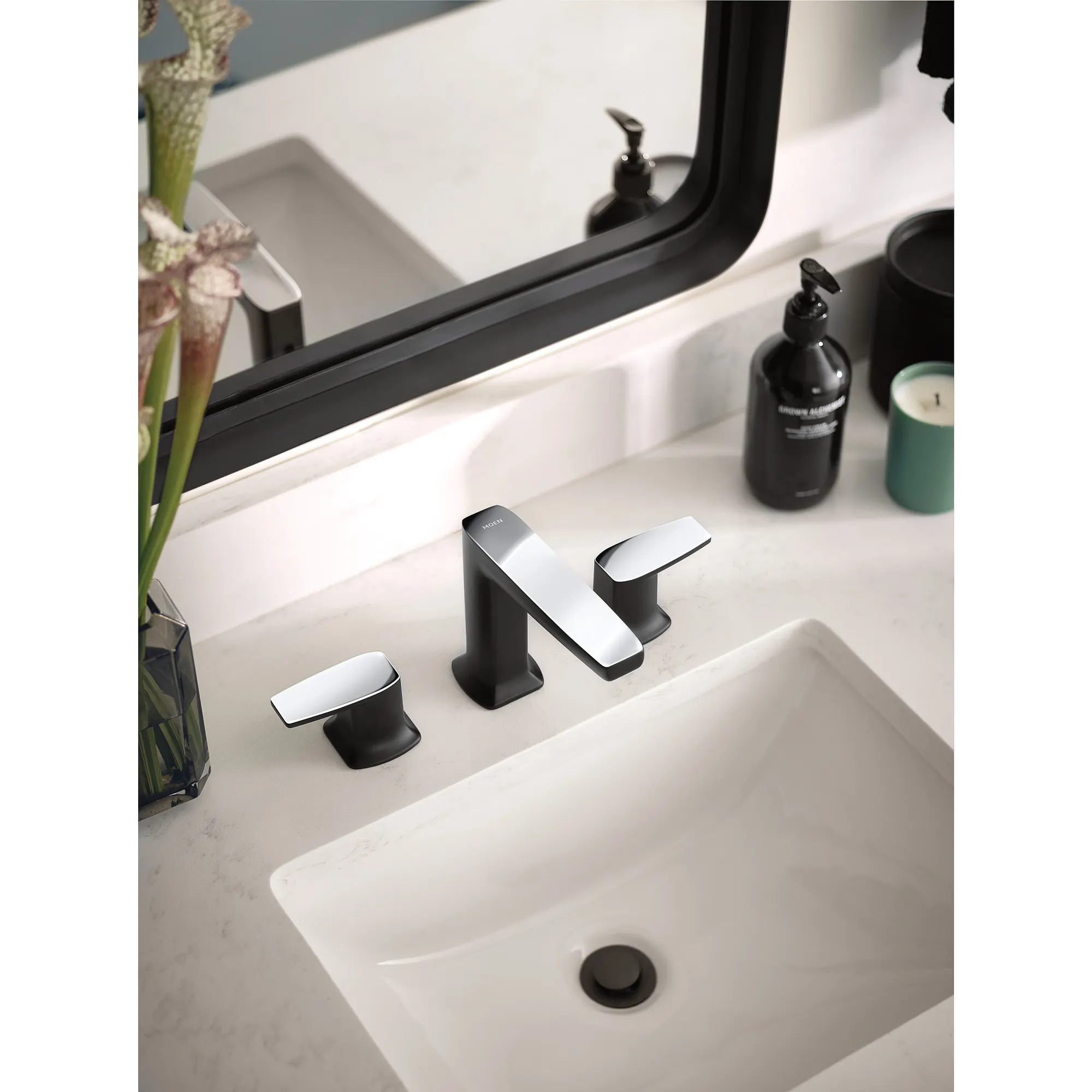 Via Chrome Two-Handle Low Arc Bathroom Faucet - Image 6