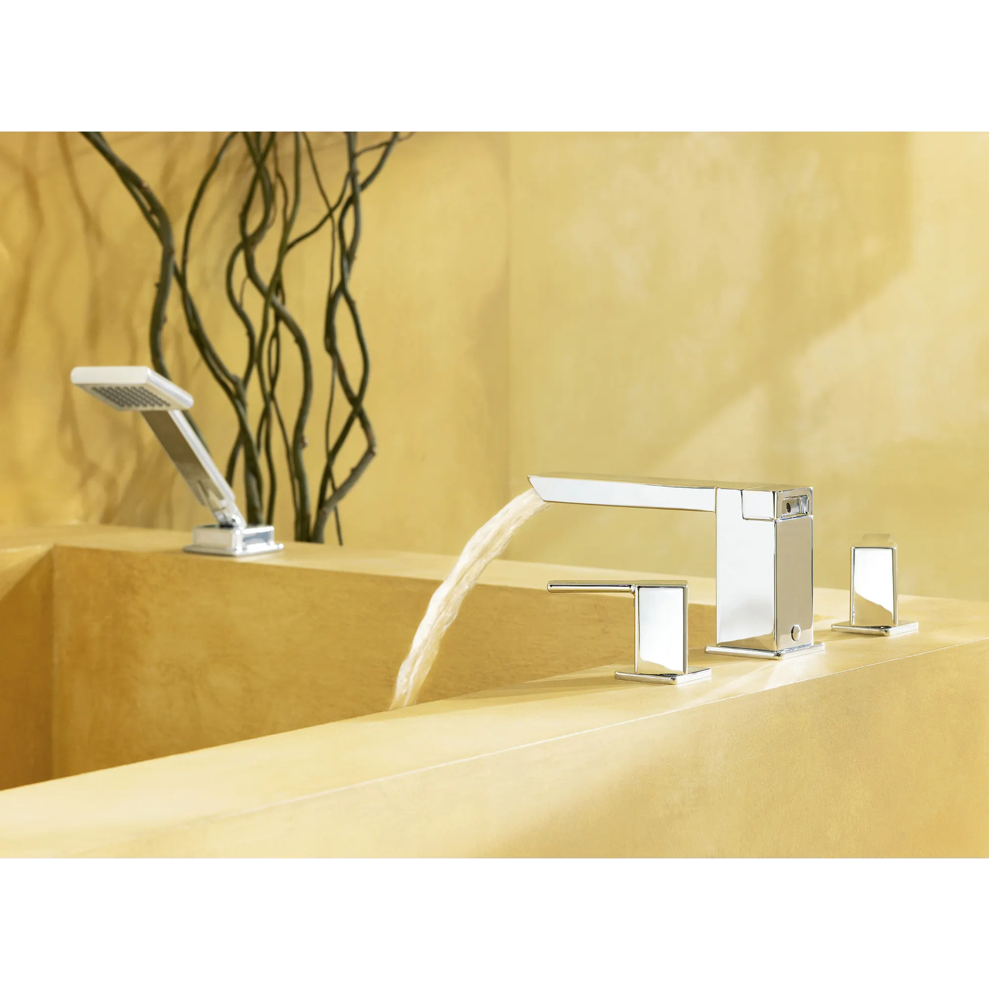 90 Degree Chrome Two-Handle High Arc Roman Tub Faucet - Image 2