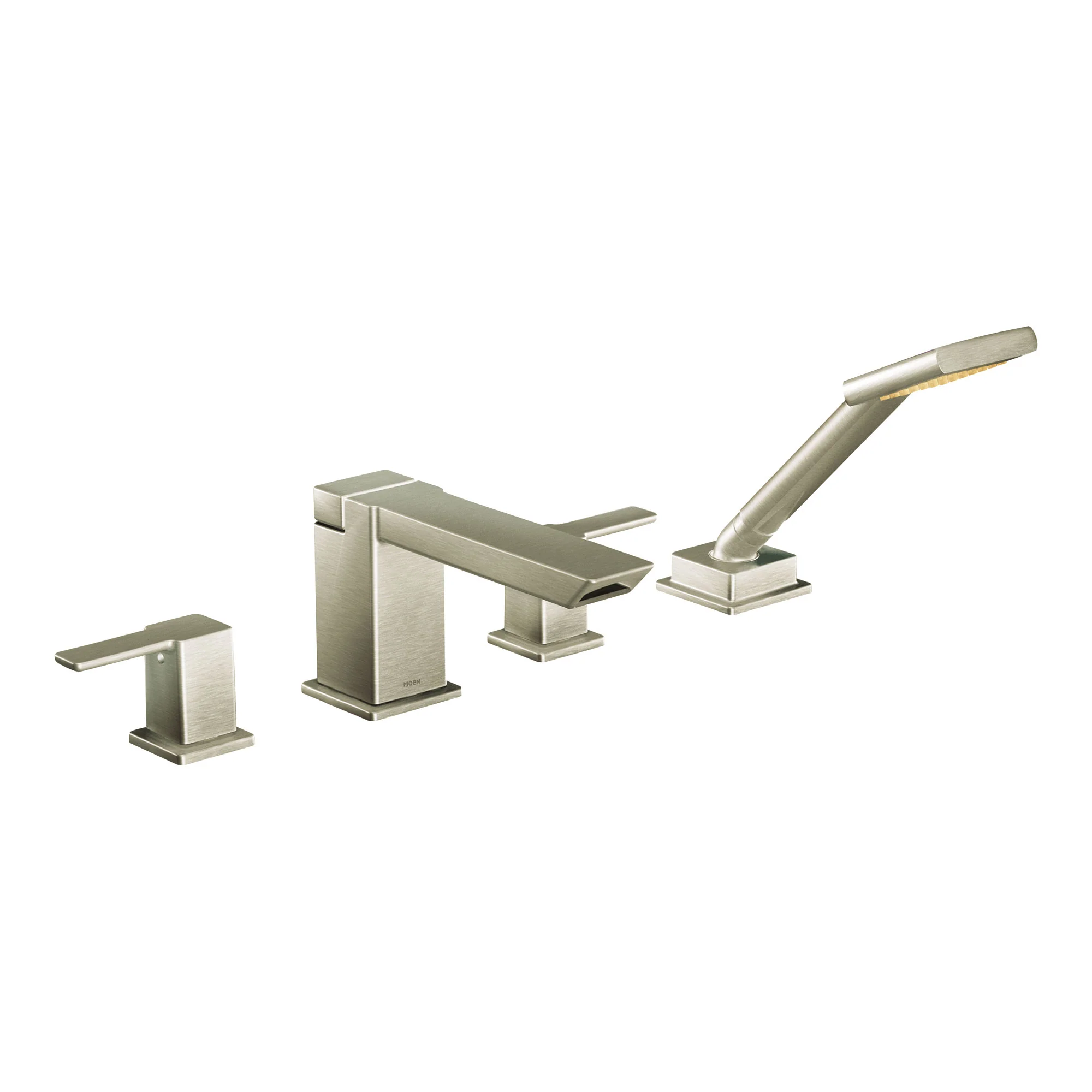 90 Degree Chrome Two-Handle High Arc Roman Tub Faucet including Handheld Shower - Image 6