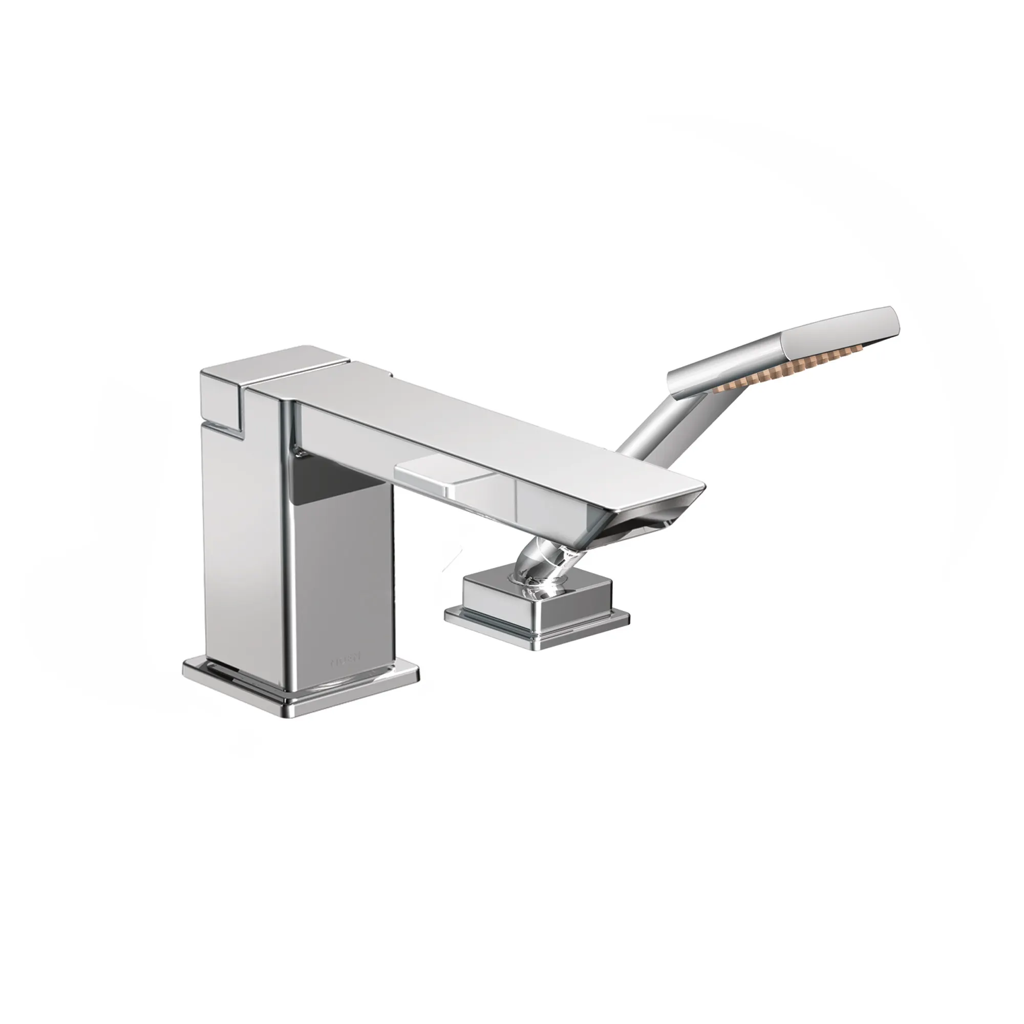 90 Degree Chrome High Arc Roman Tub Faucet including Handheld Shower - Image 2