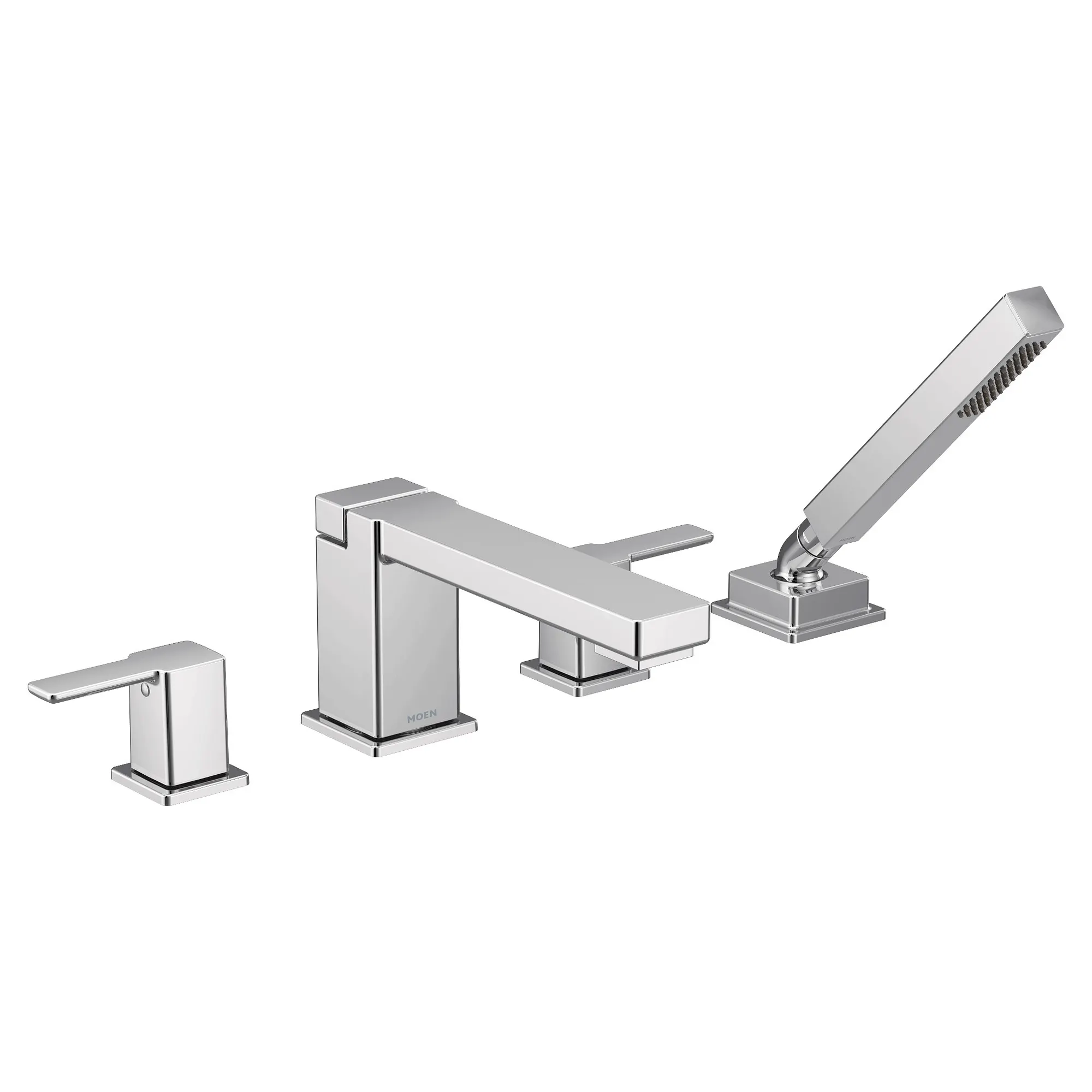 90 Degree Chrome two-handle high arc roman tub faucet includes hand shower - Image 2