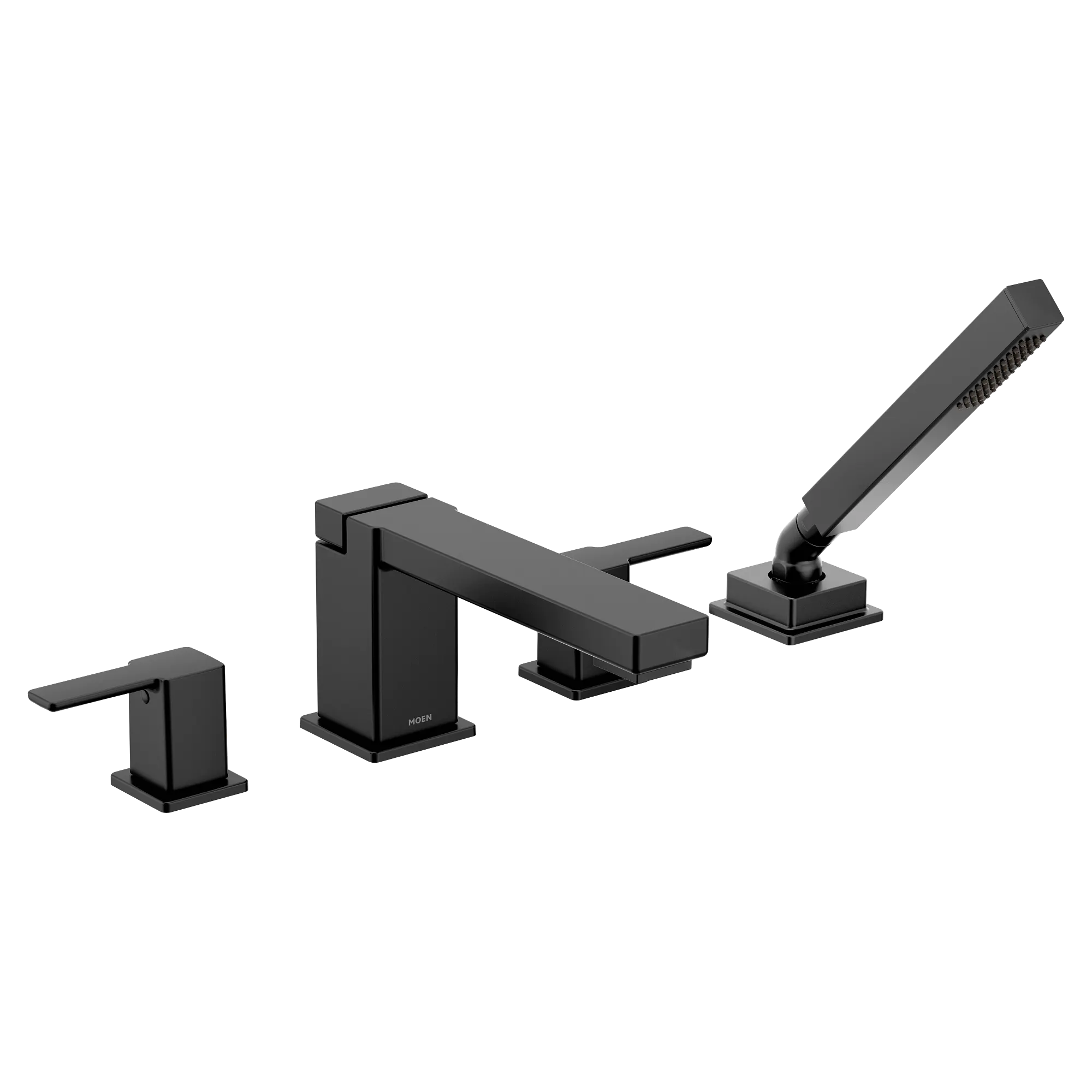 90 Degree Chrome two-handle high arc roman tub faucet includes hand shower - Image 4