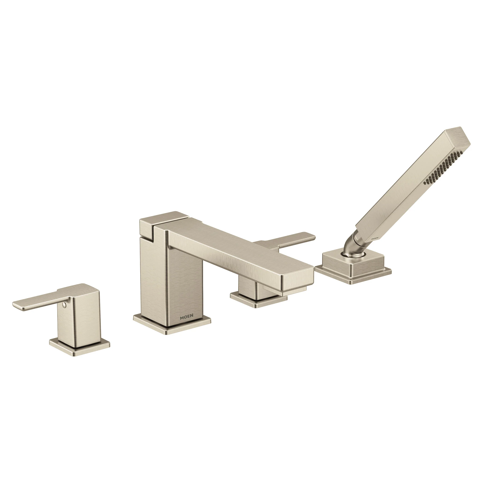90 Degree Chrome two-handle high arc roman tub faucet includes hand shower - Image 5