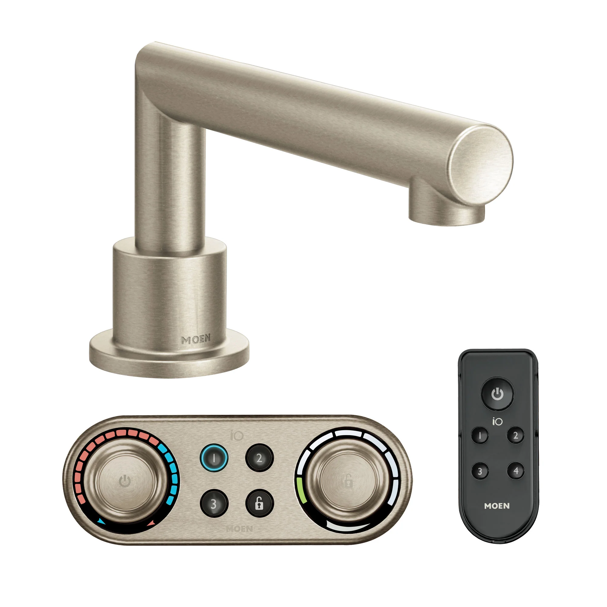 Arris Brushed nickel roman tub faucet includes IoDIGITAL(R) technology