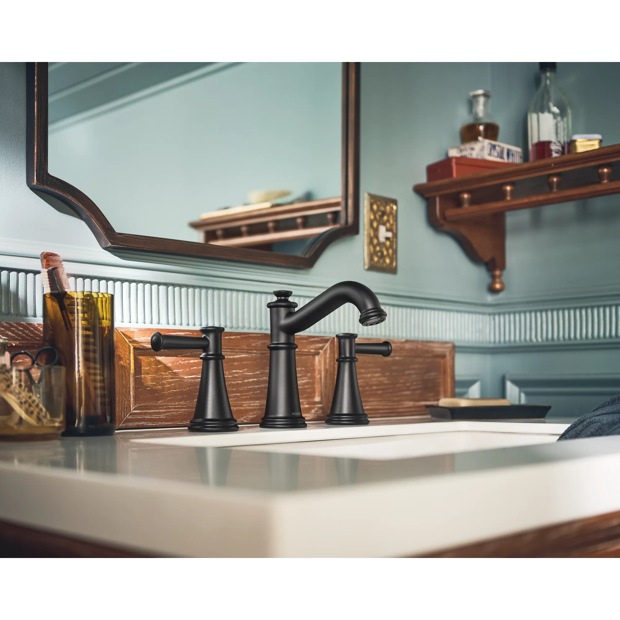 Belfield Chrome two-handle high arc bathroom faucet - Image 5