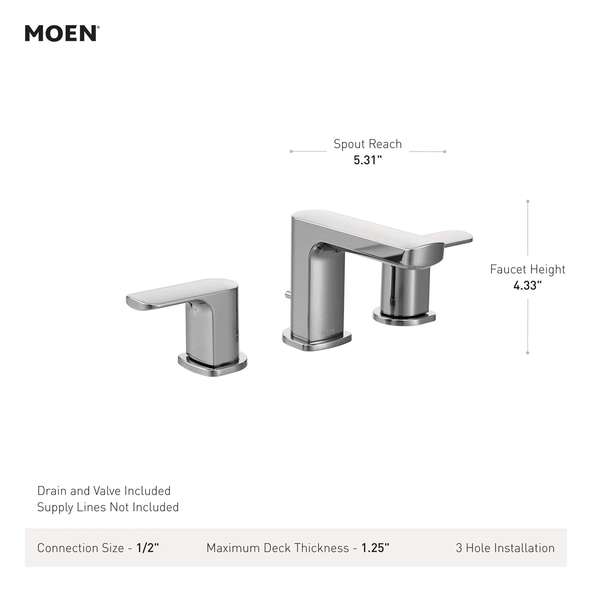Rizon Chrome two-handle high arc bathroom faucet - Image 8