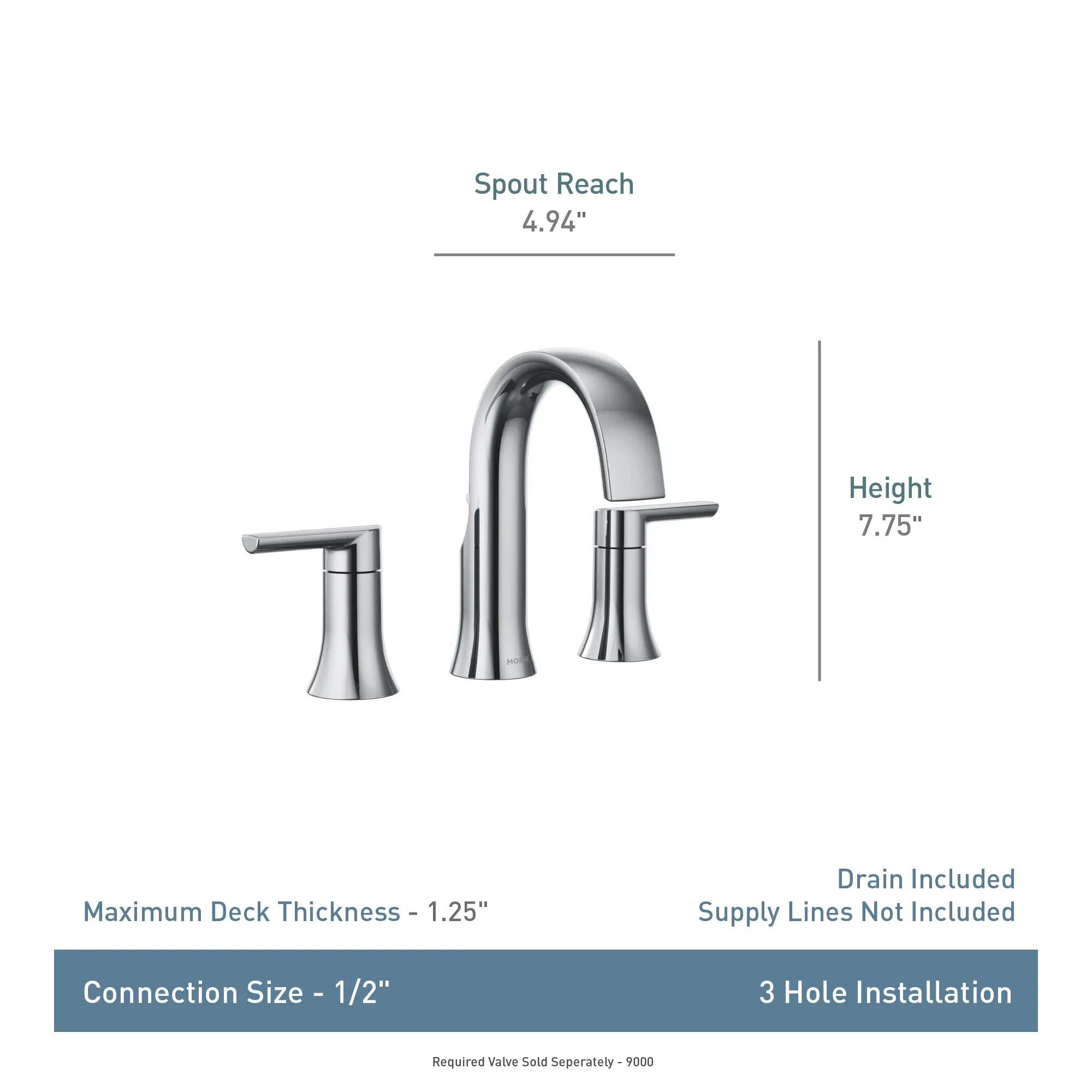 Doux Chrome two-handle high arc bathroom faucet - Image 10
