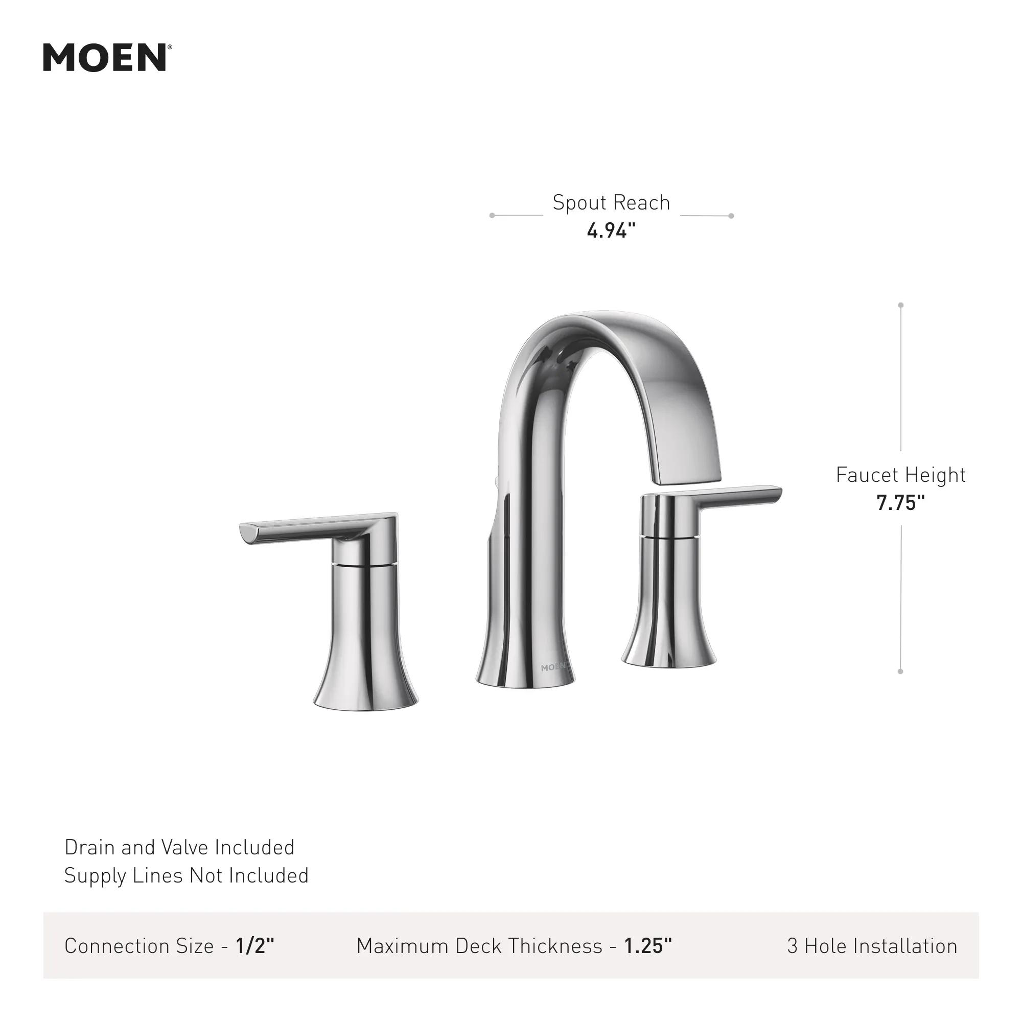 Doux Chrome two-handle high arc bathroom faucet - Image 16
