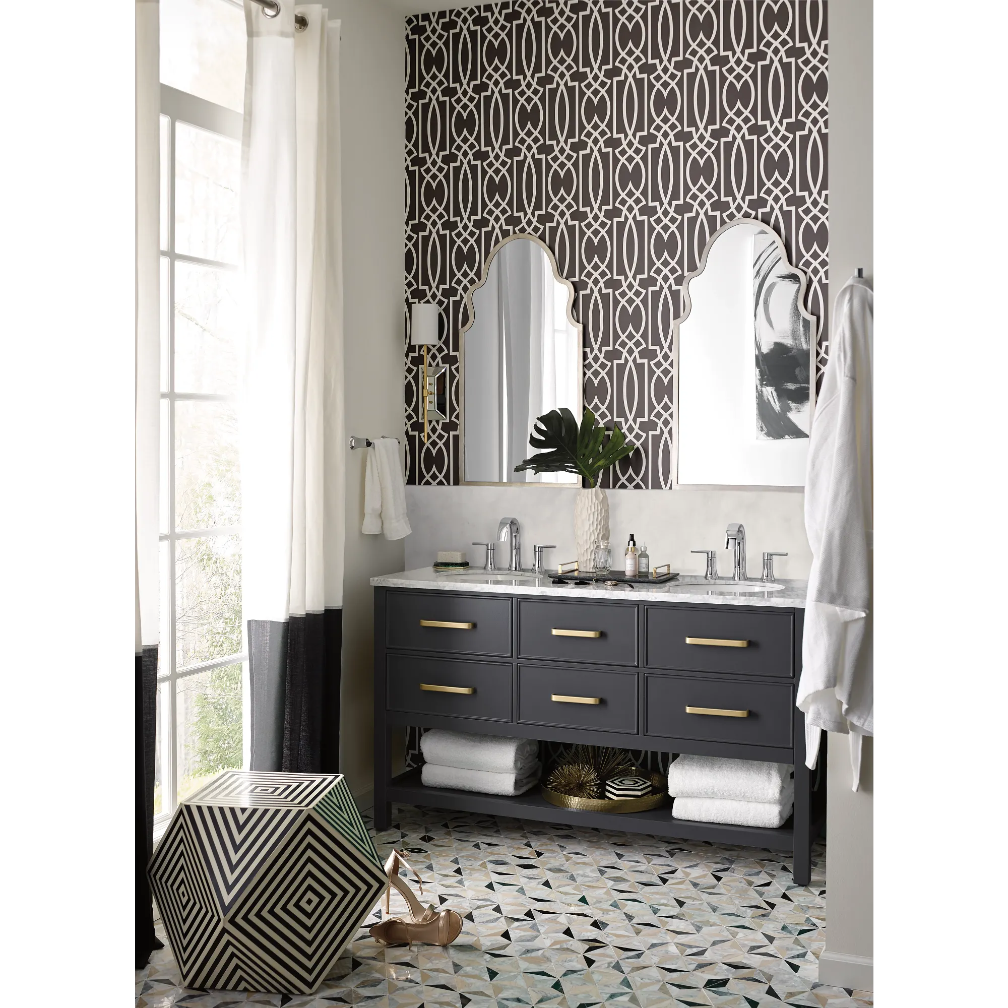 Doux Chrome two-handle high arc bathroom faucet - Image 6
