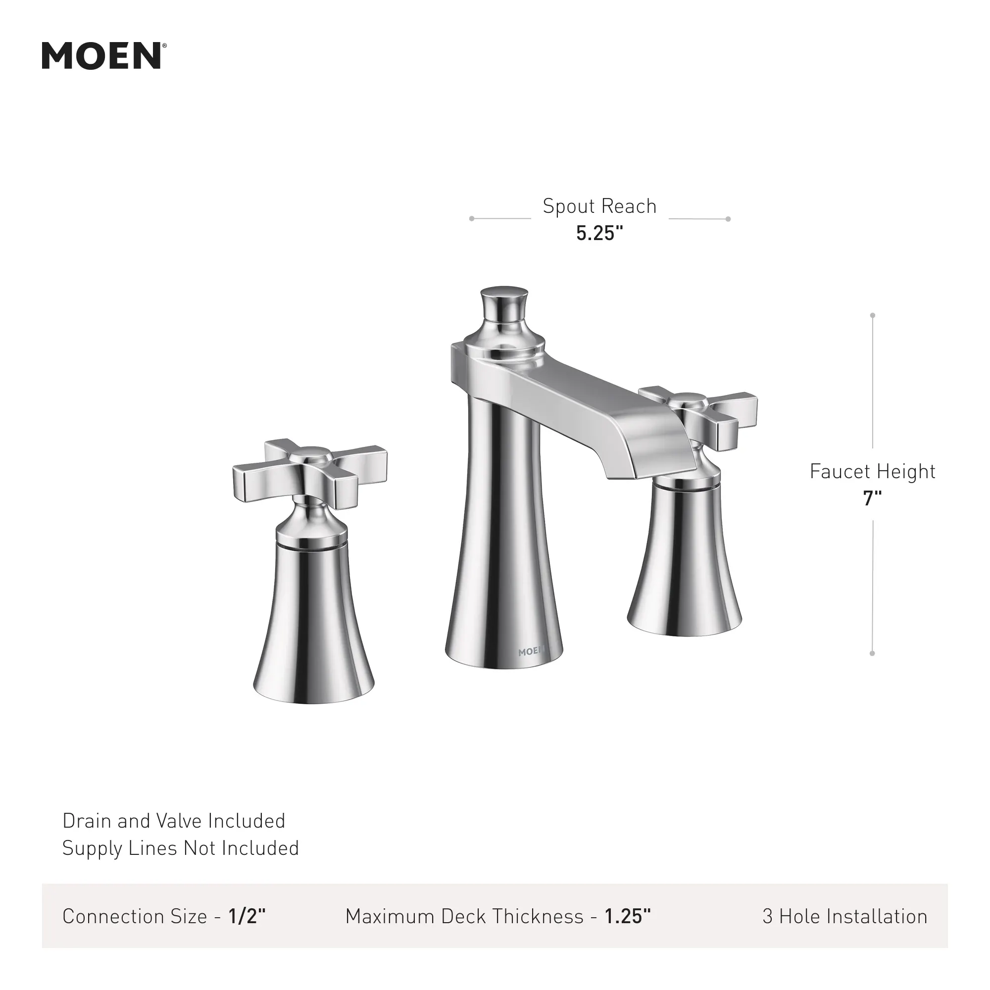 Flara Chrome two-handle high arc bathroom faucet - Image 8