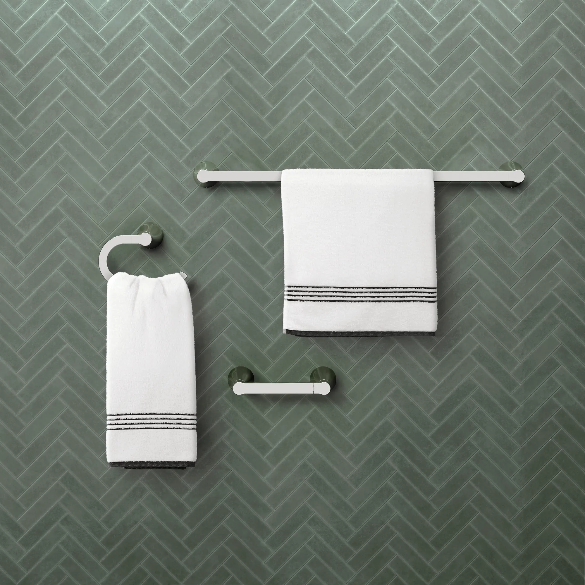 Mikah Chrome pivoting paper holder towel bar towel ring - Image 4