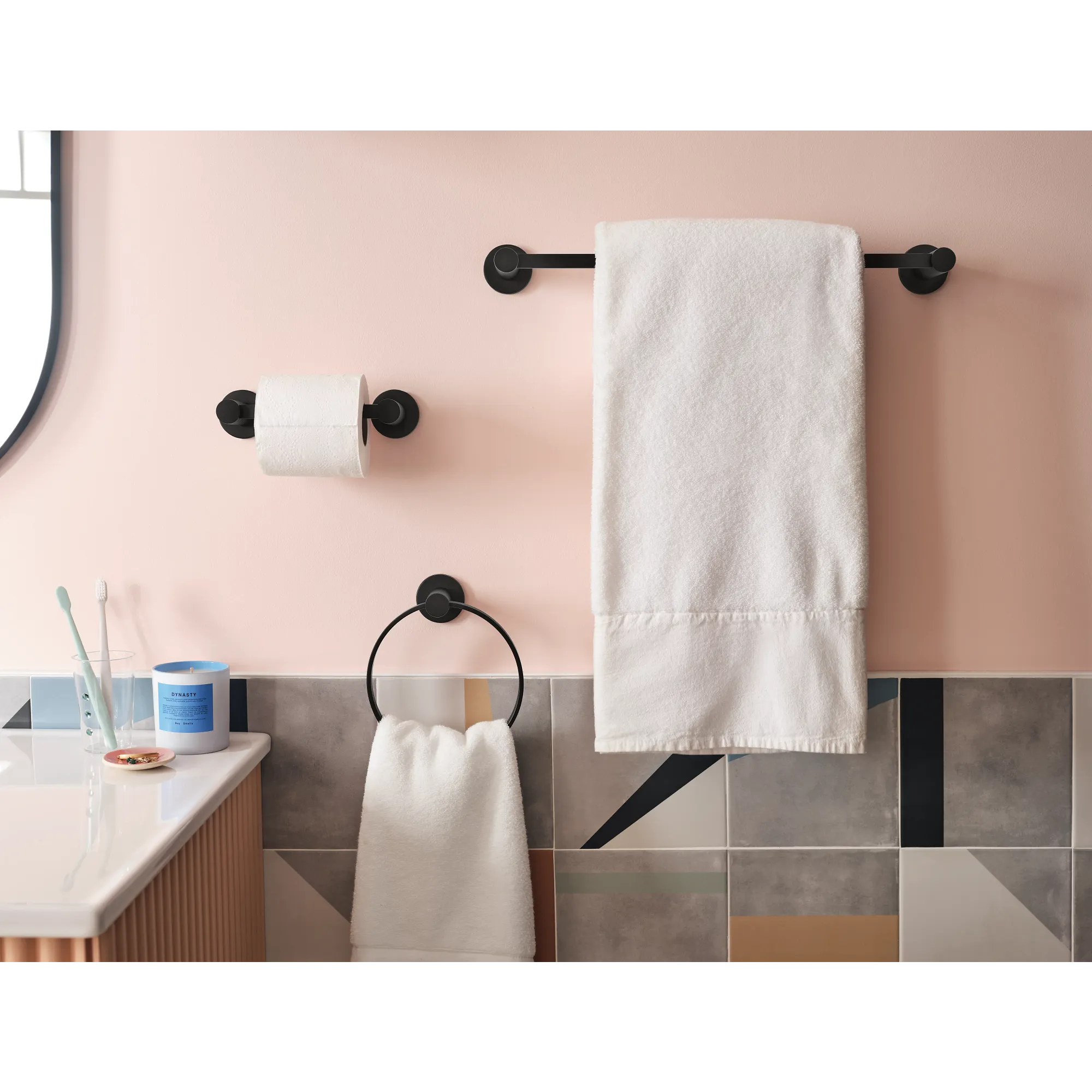 Avri Chrome pivoting paper holder towel bar towel ring - Image 8