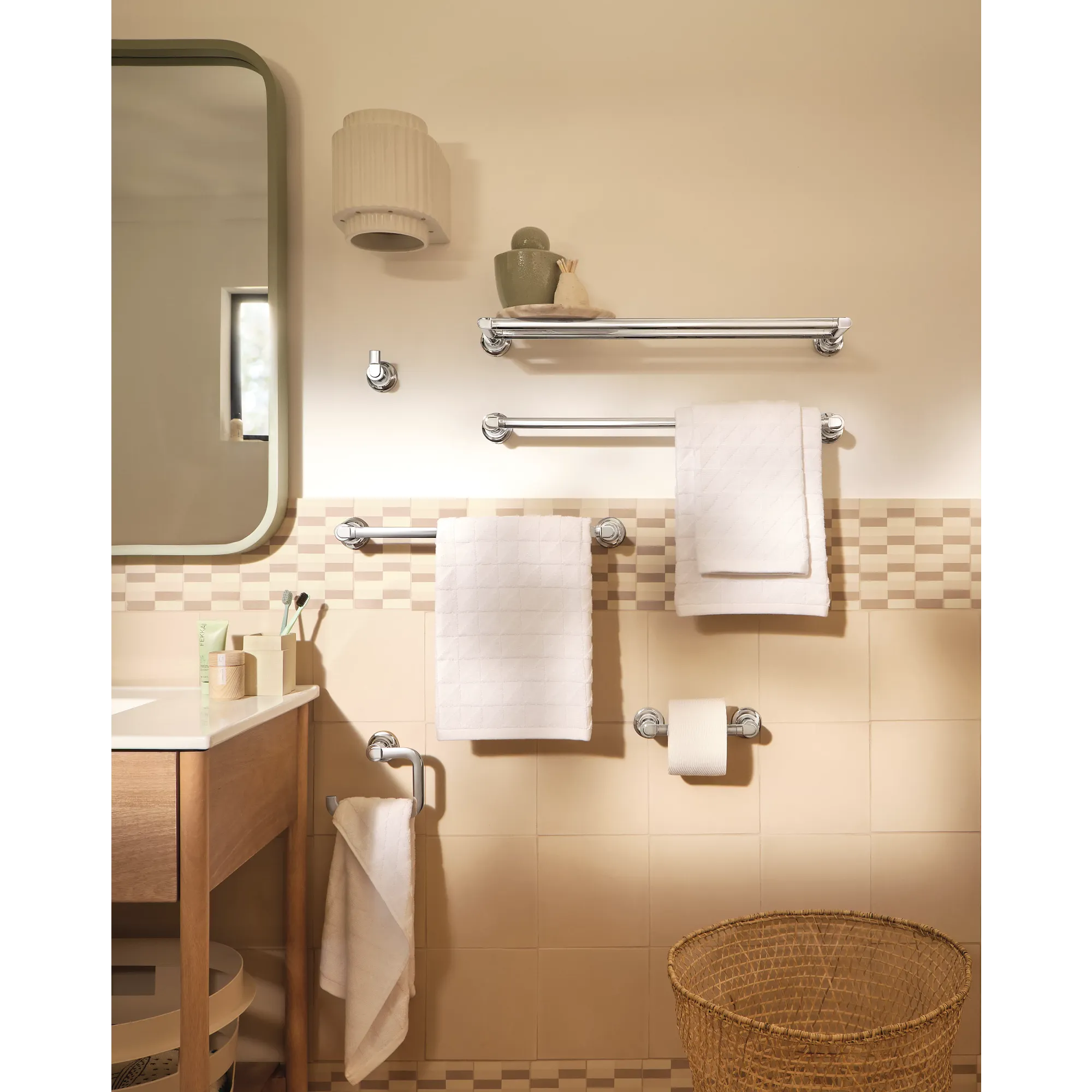 Zyla Chrome pivoting paper holder towel bar towel ring - Image 3